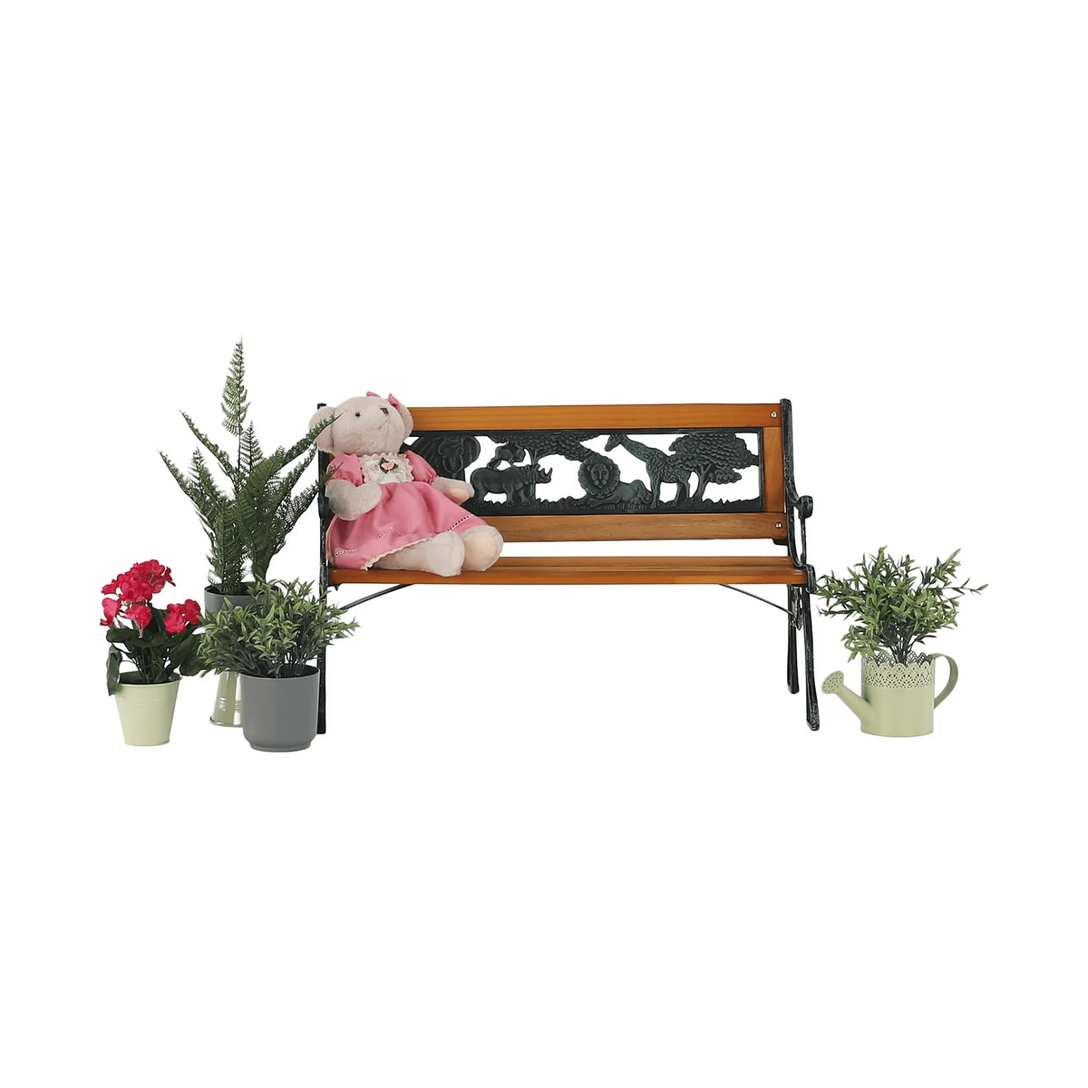 Banca pentru copii NADAZA, negru/stejar, lemn/metal, 82x40x48 cm