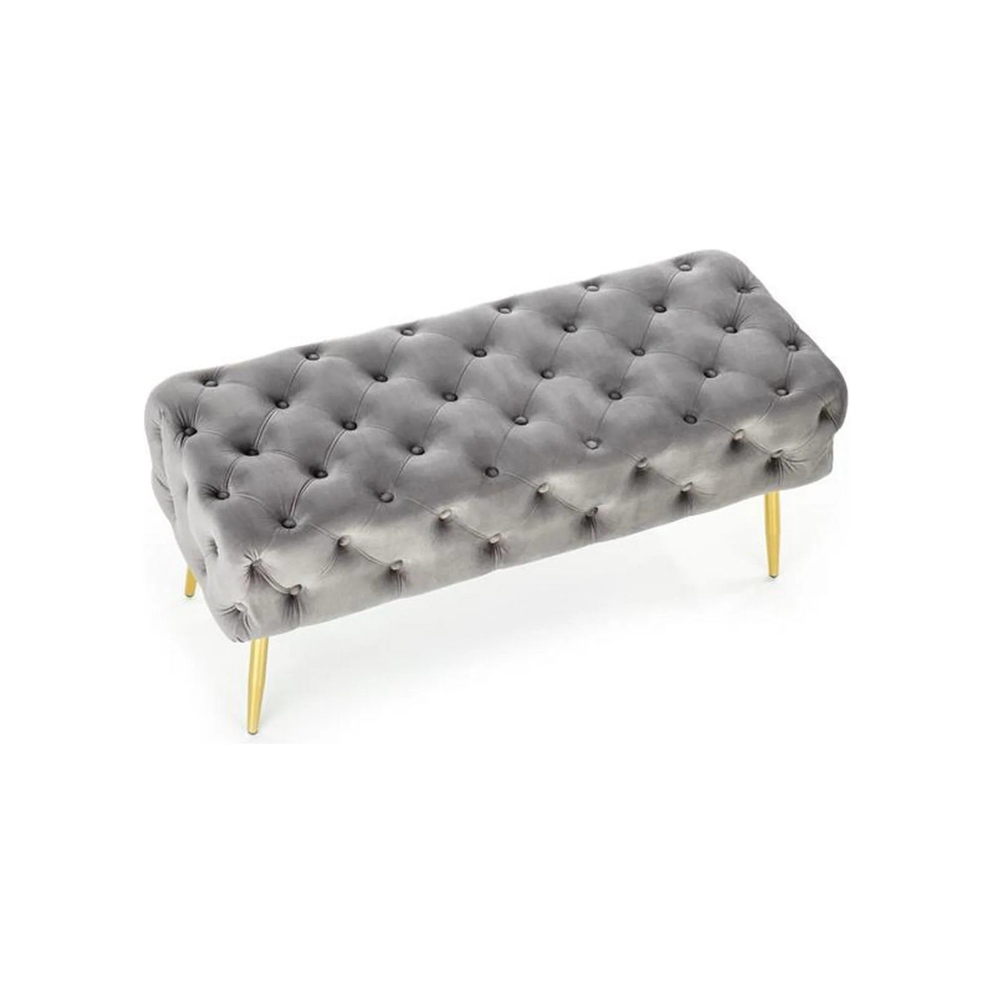 Bancheta ATHENA, stofa catifelata gri, 100x45x40 cm