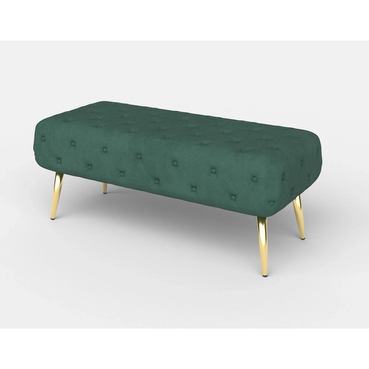 Bancheta verde ATHENA, stofa catifelata verde, 100x45x40 cm