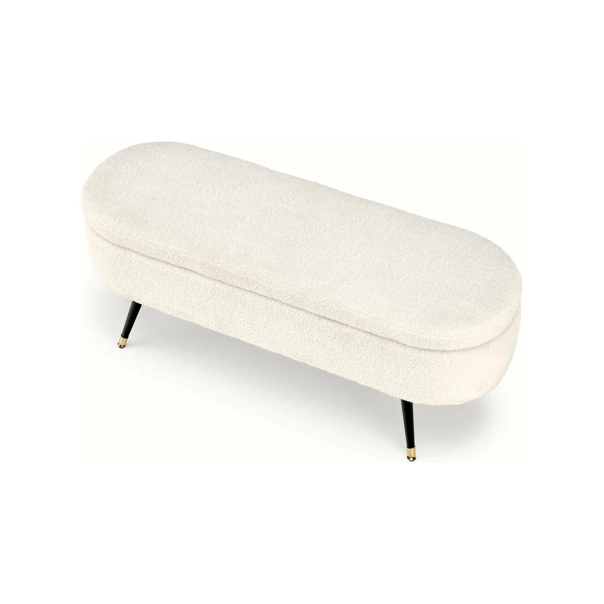 Bancheta AVEIRO, stofa buclata crem, 120x46x40 cm