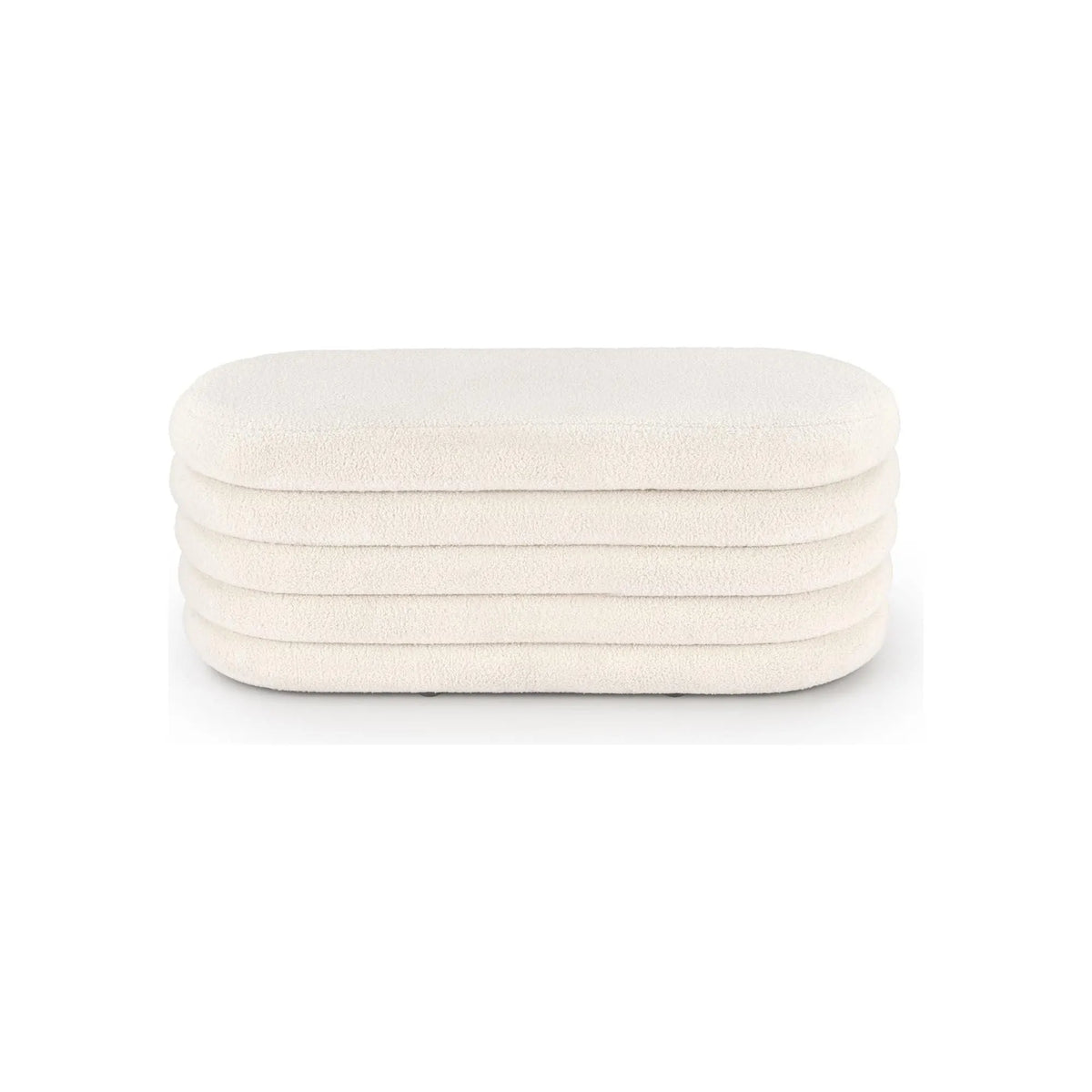 Bancheta tapitata hol BLISS, stofa buclata crem, 105x42x42 cm