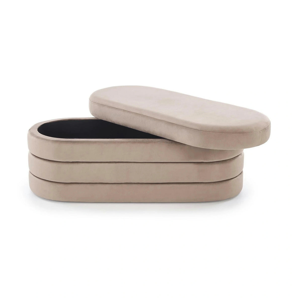 Bancheta CALPI, stofa catifelata bej, 110x46x42 cm