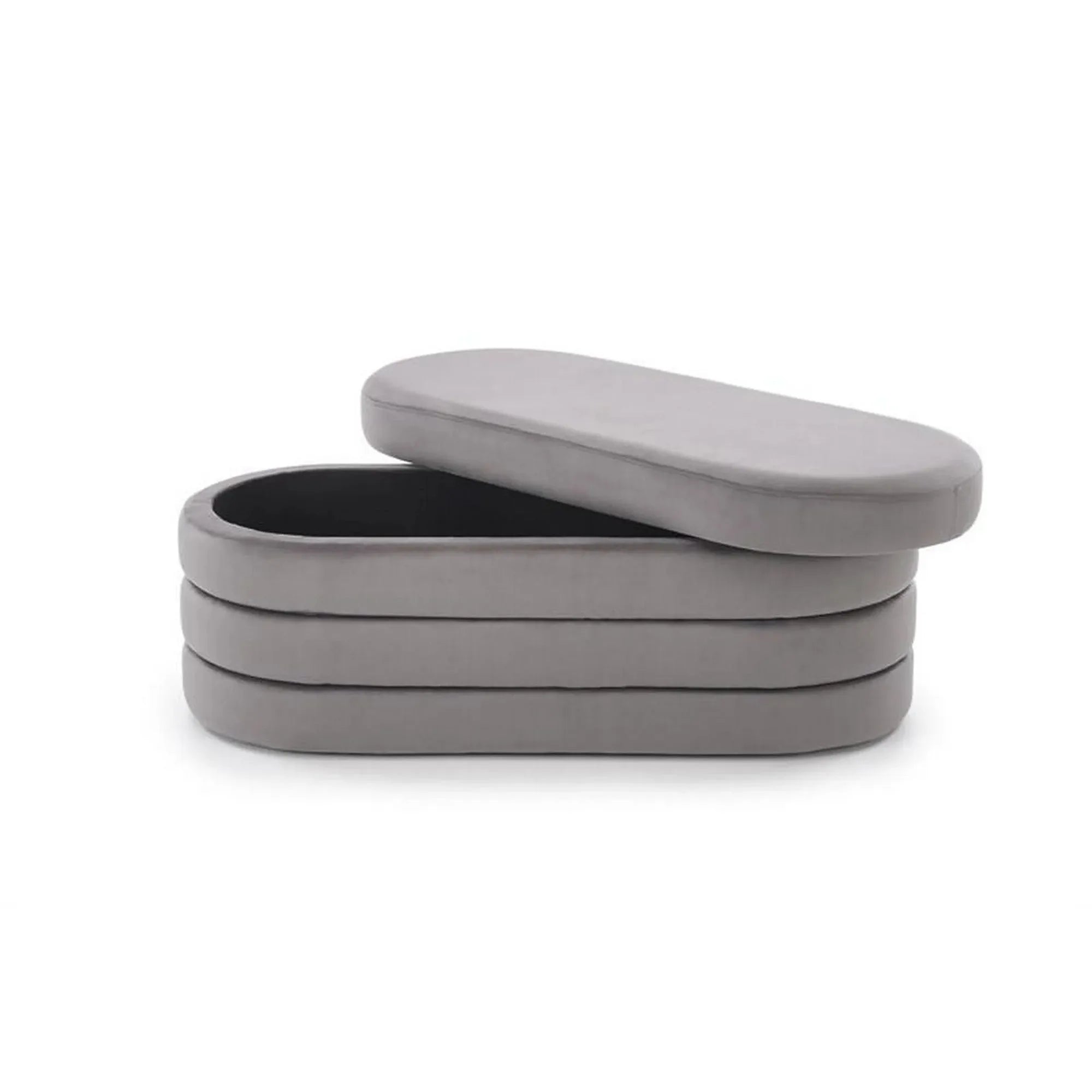 Bancheta CALPI, stofa catifelata gri, 110x46x42 cm