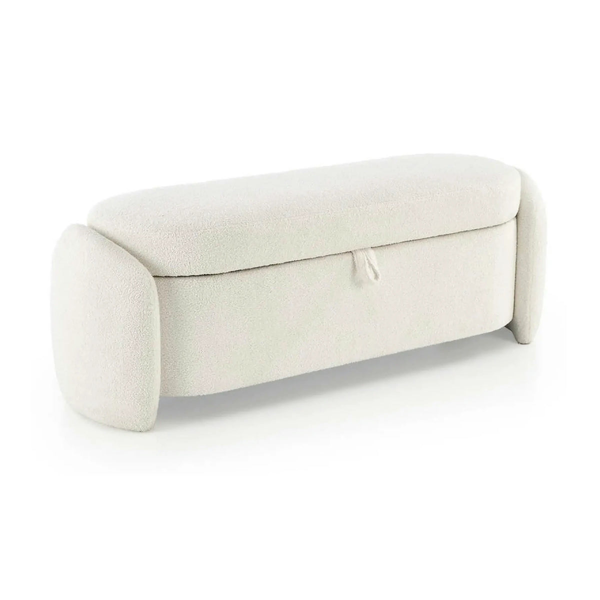 Bancheta FICARIA, stofa buclata crem, 150x40x47 cm