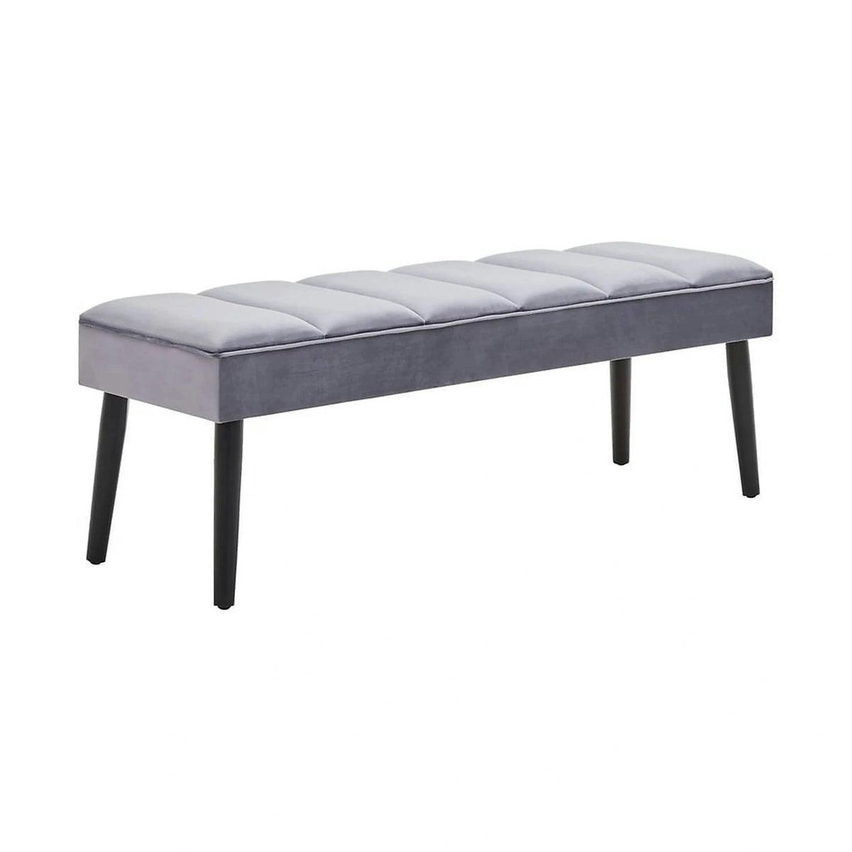 Bancheta LUNA, stofa catifelata gri, 120x40x43 cm