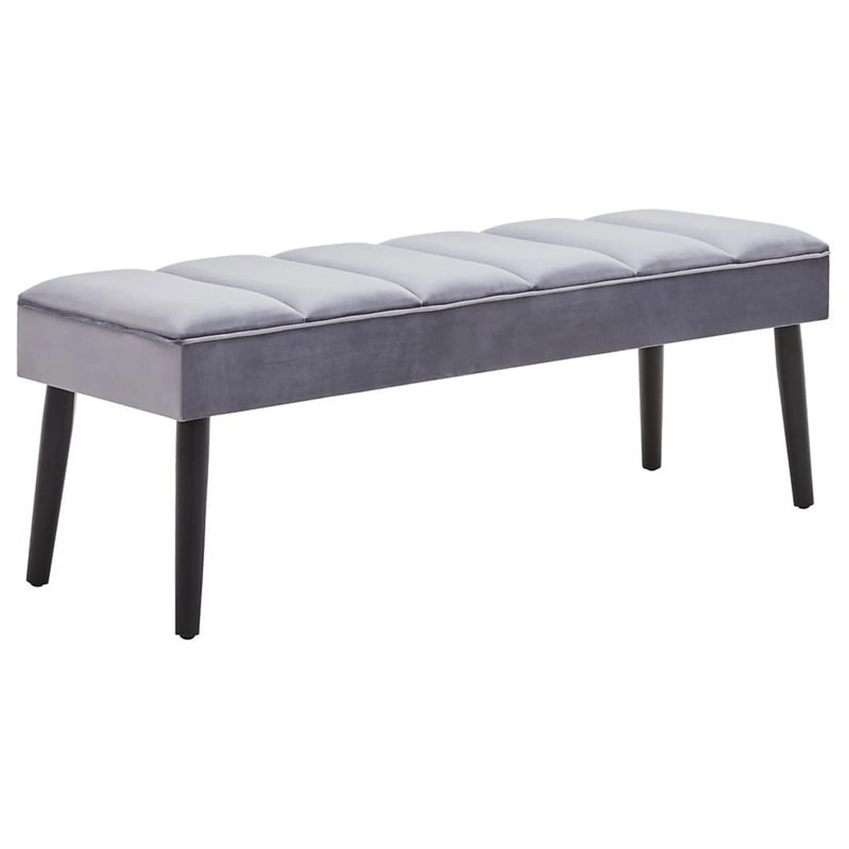 Bancheta LUNA, stofa catifelata gri, 120x40x43 cm