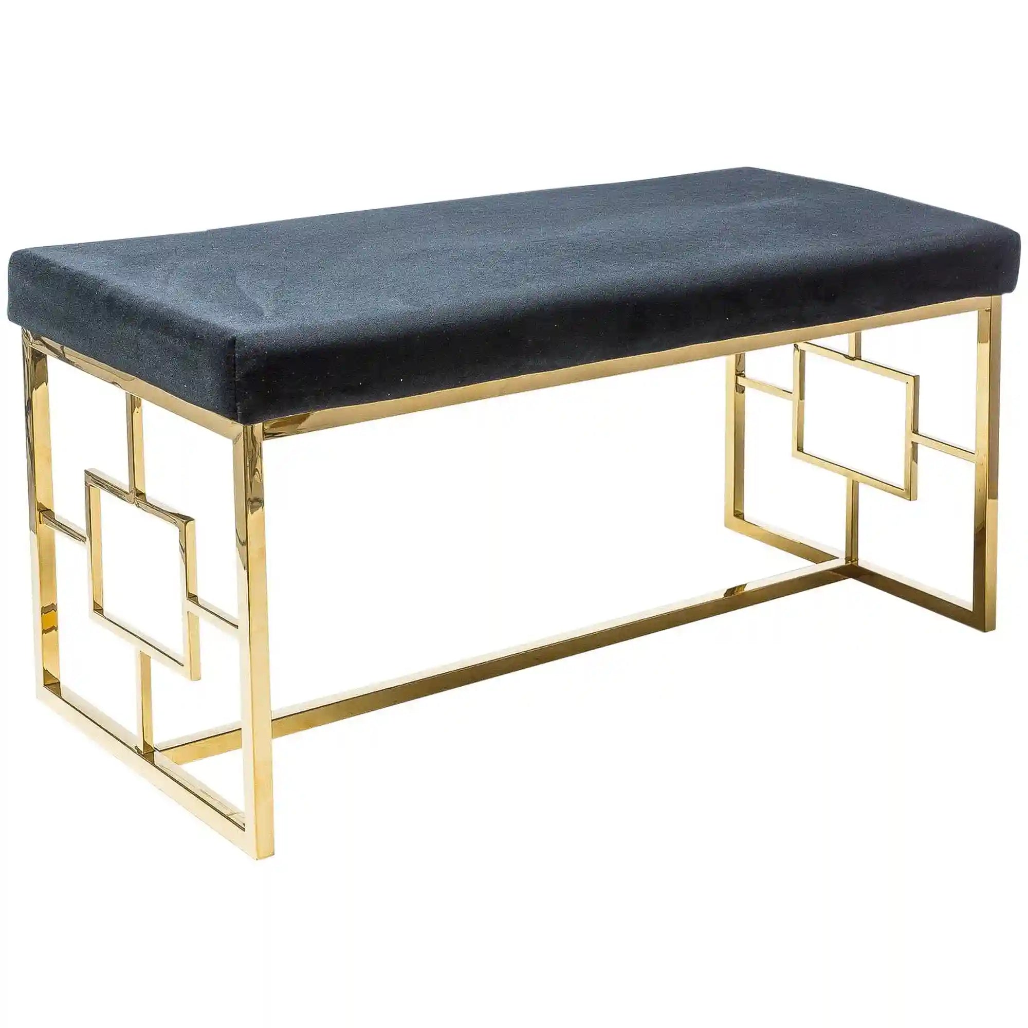 Bancheta NOIR, stofa catifelata negru, 100x46x48 cm