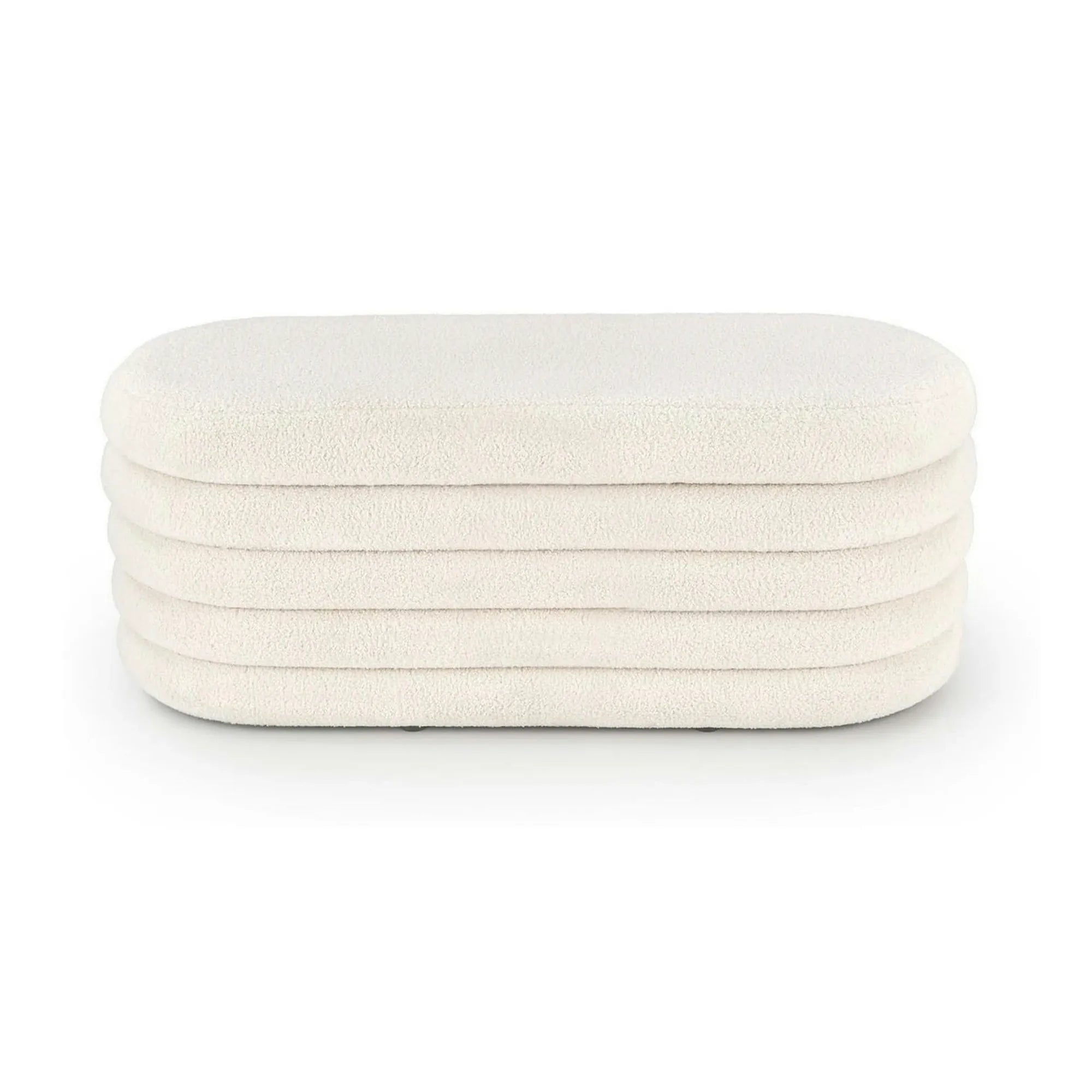 Bancheta tapitata hol BLISS, stofa buclata crem, 105x42x42 cm