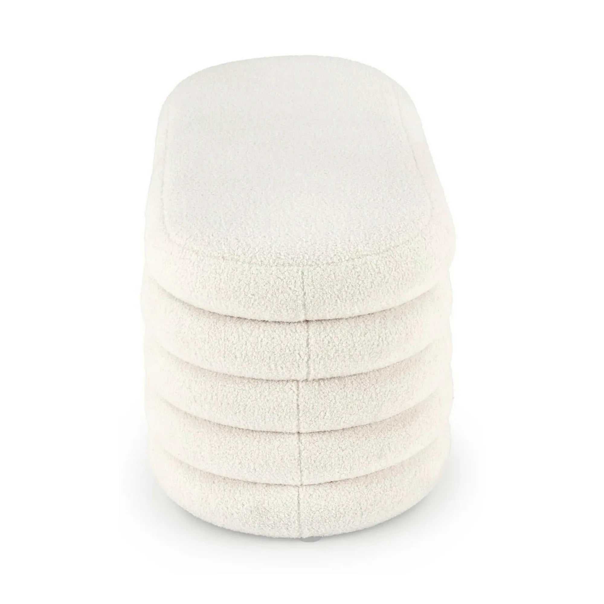 Bancheta tapitata hol BLISS, stofa buclata crem, 105x42x42 cm