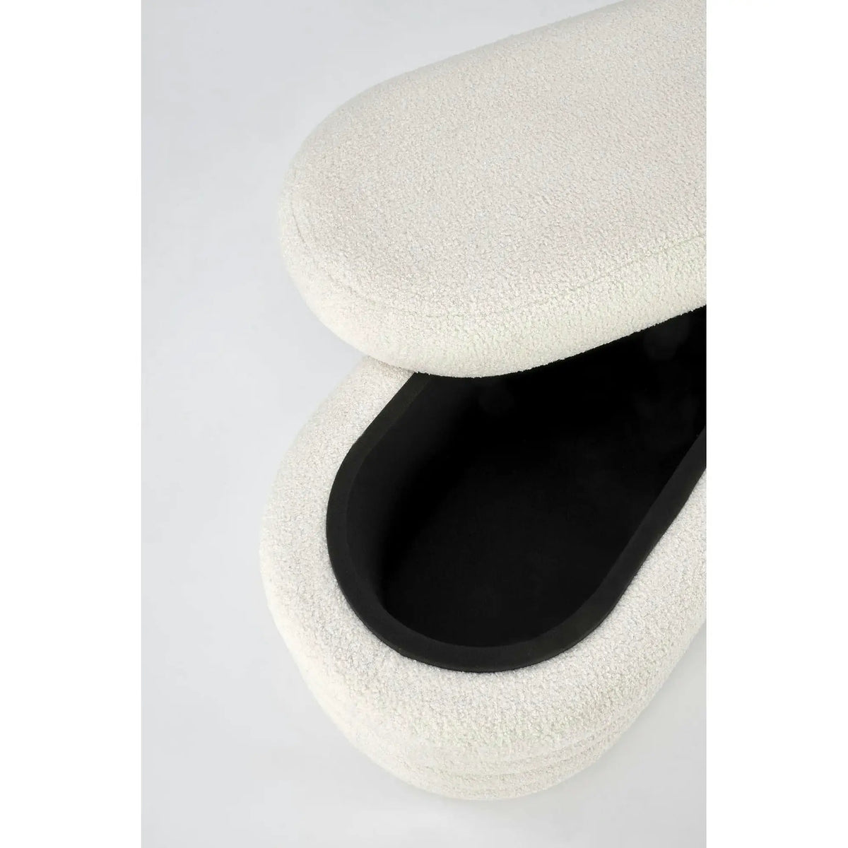 Bancheta tapitata hol BLISS, stofa buclata crem, 105x42x42 cm