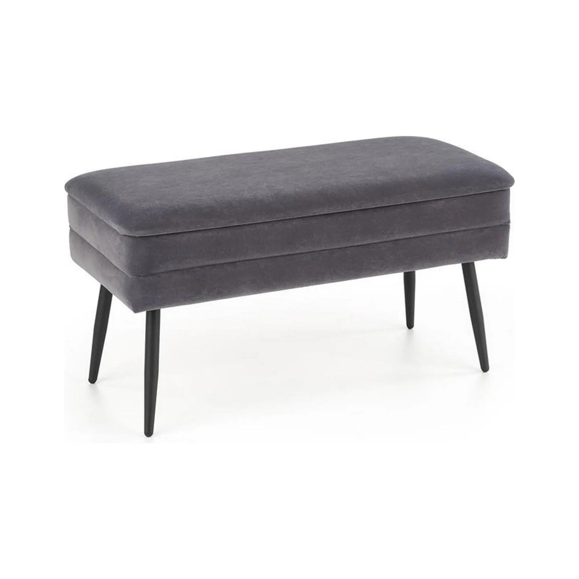 Bancheta VELVA, gri inchis/negru, stofa catifelata/metal, 78x35x40 cm