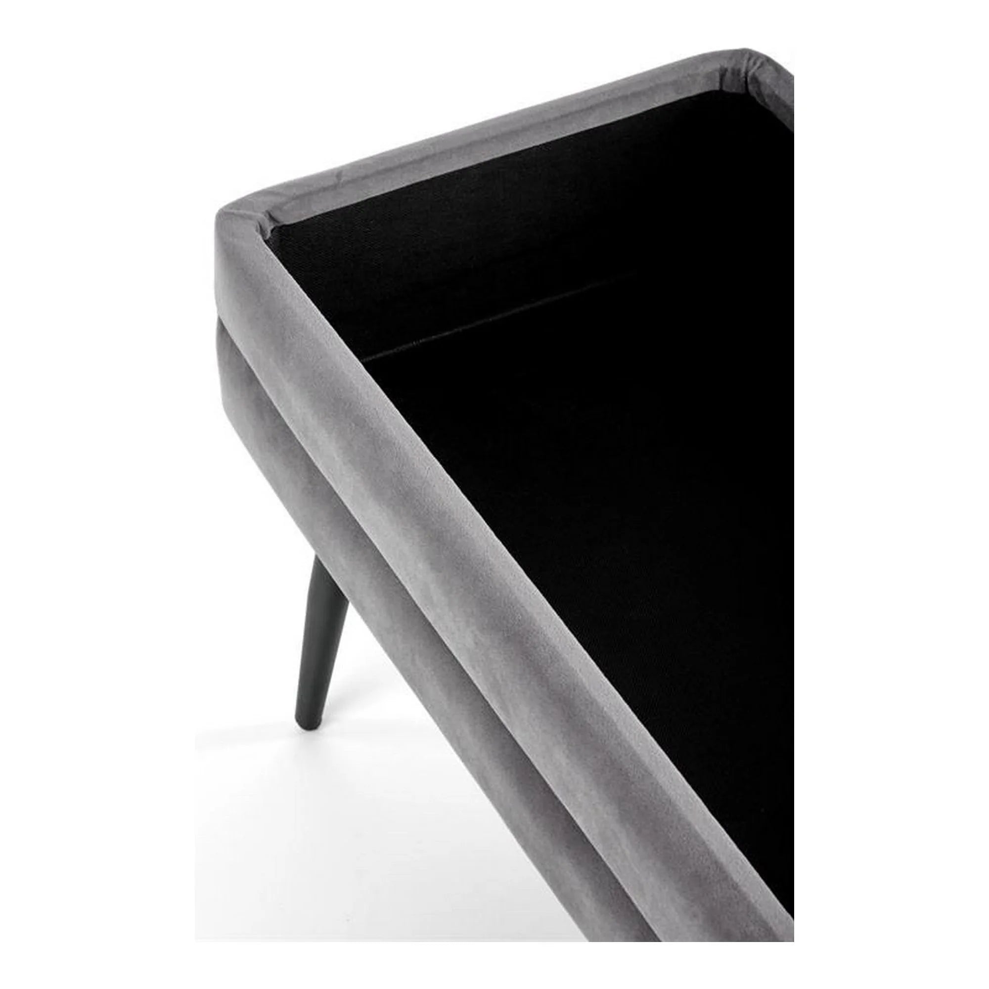 Bancheta VELVA, gri inchis/negru, stofa catifelata/metal, 78x35x40 cm