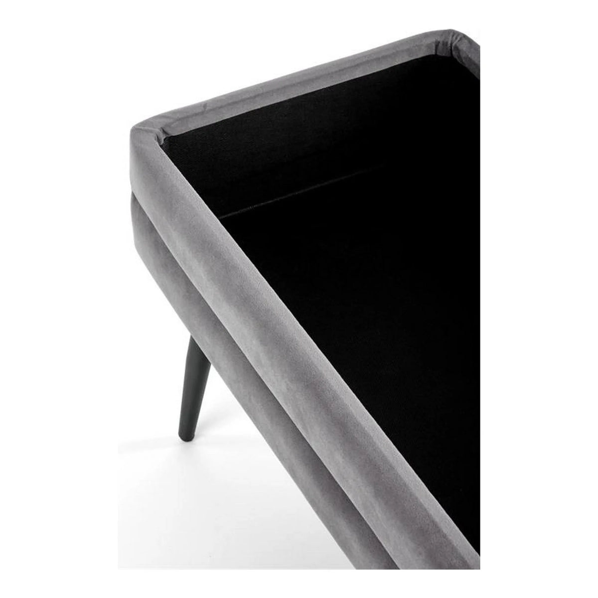 Bancheta VELVA, gri inchis/negru, stofa catifelata/metal, 78x35x40 cm