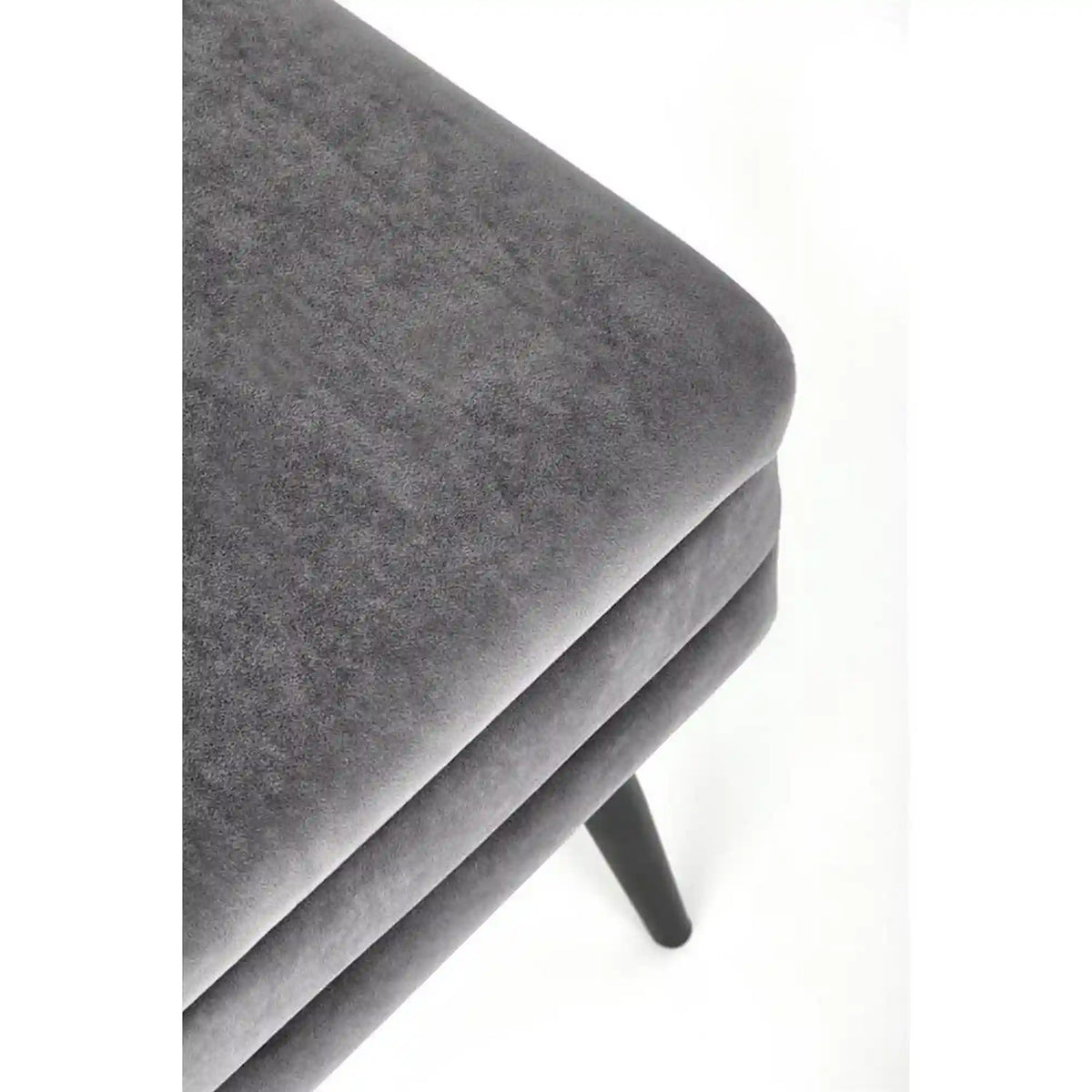Bancheta VELVA, gri inchis/negru, stofa catifelata/metal, 78x35x40 cm