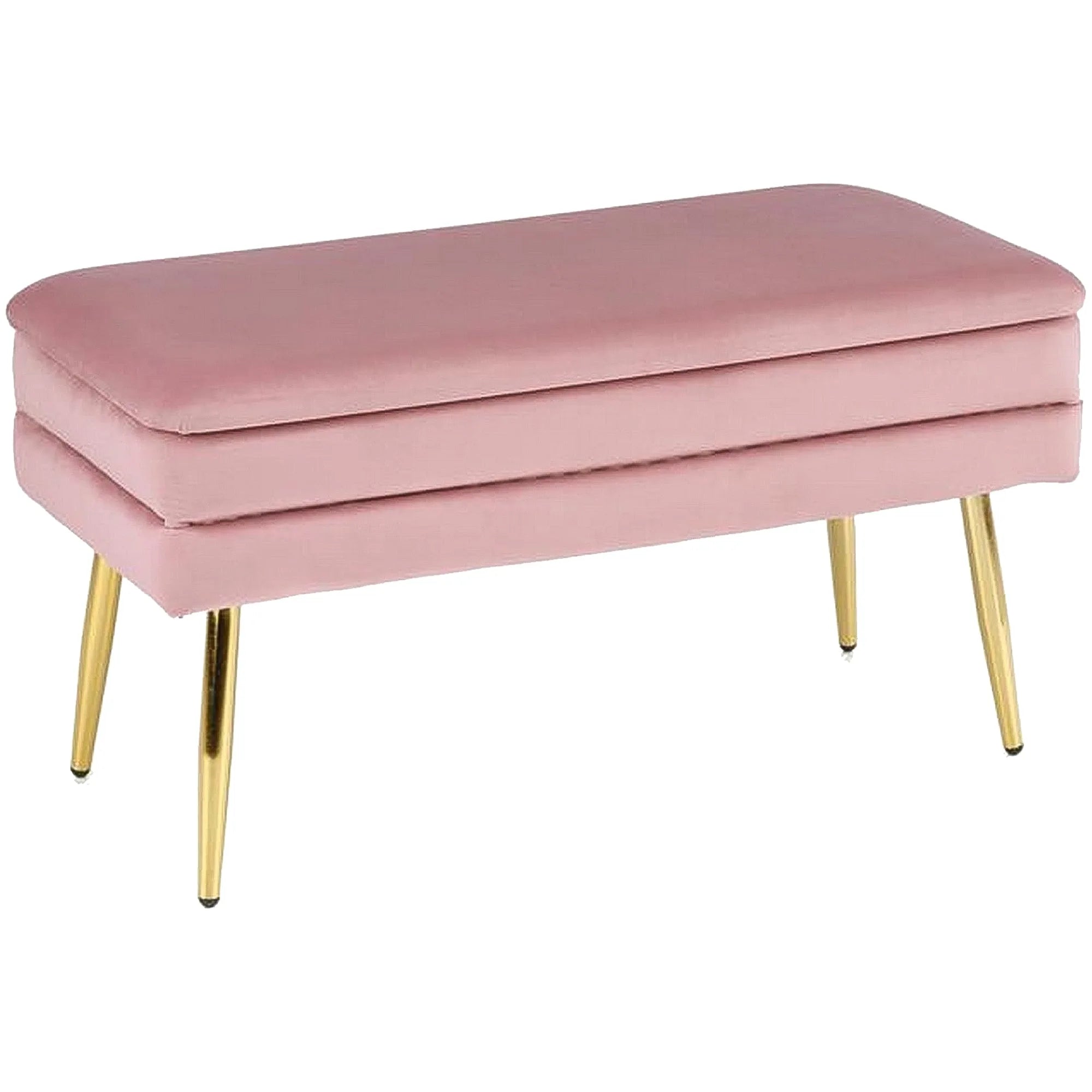 Bancheta VELVA, stofa catifelata roz, 78x35x40 cm