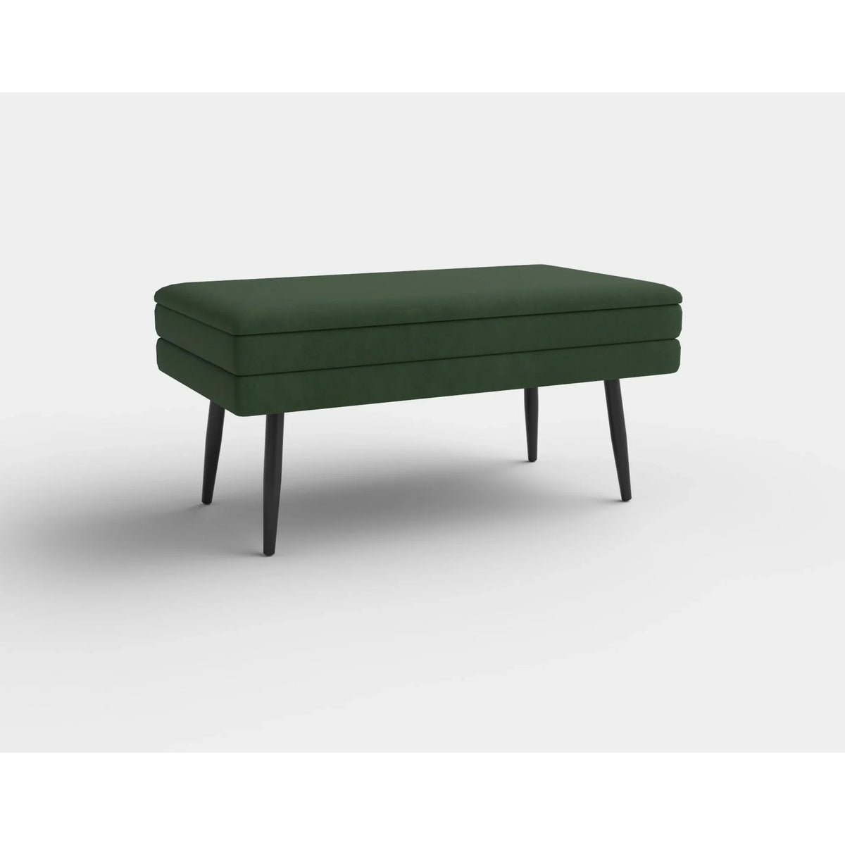 Bancheta hol tapitata VELVA, stofa catifelata verde inchis, 78x35x40 cm