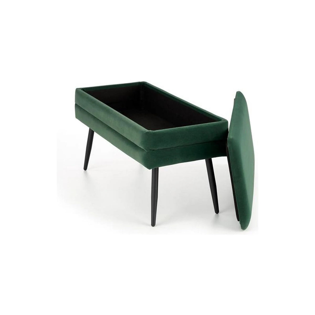 Bancheta hol tapitata VELVA, stofa catifelata verde inchis, 78x35x40 cm