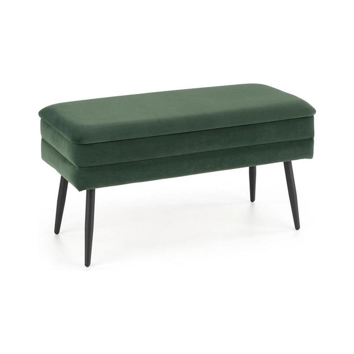 Bancheta hol tapitata VELVA, stofa catifelata verde inchis, 78x35x40 cm