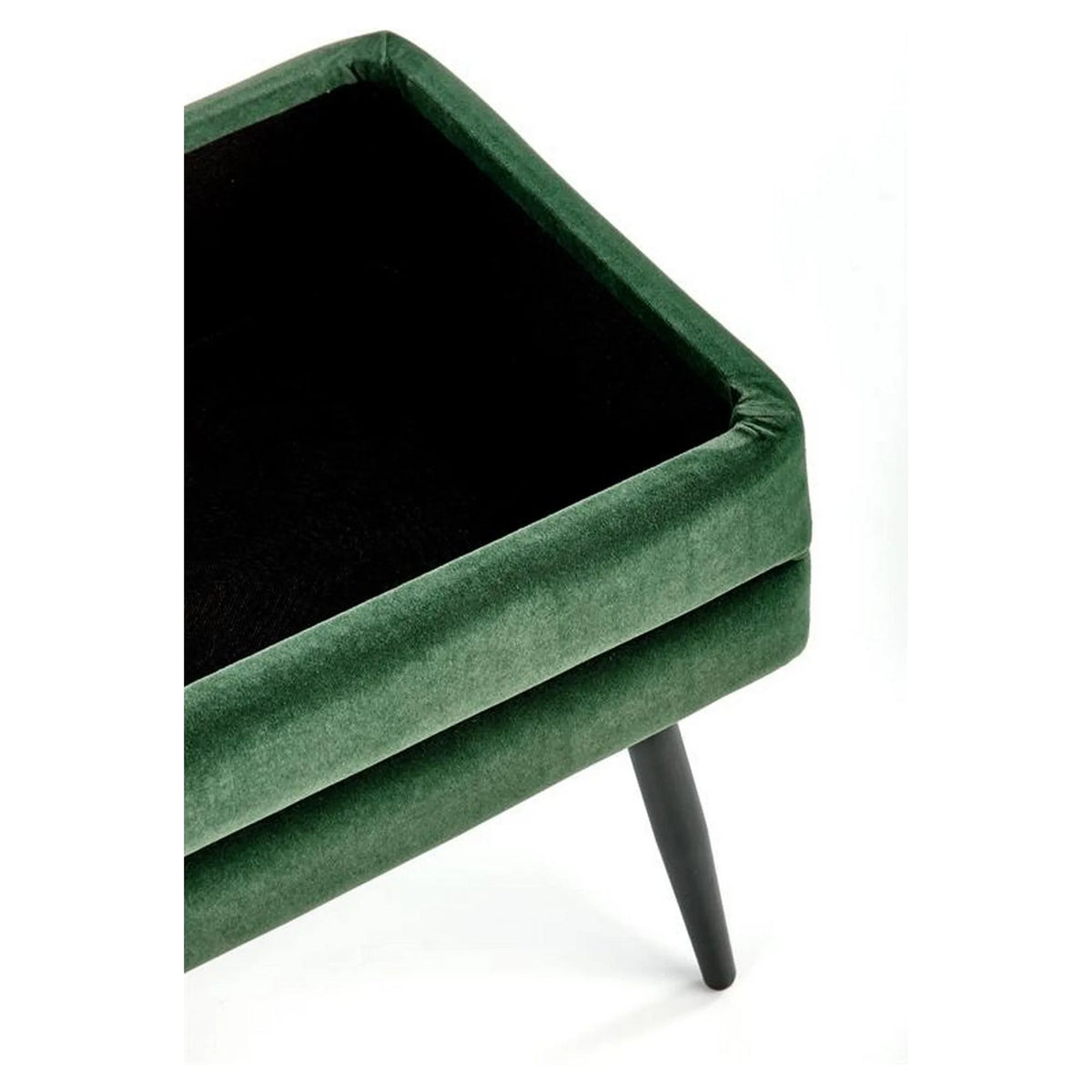 Bancheta hol tapitata VELVA, stofa catifelata verde inchis, 78x35x40 cm