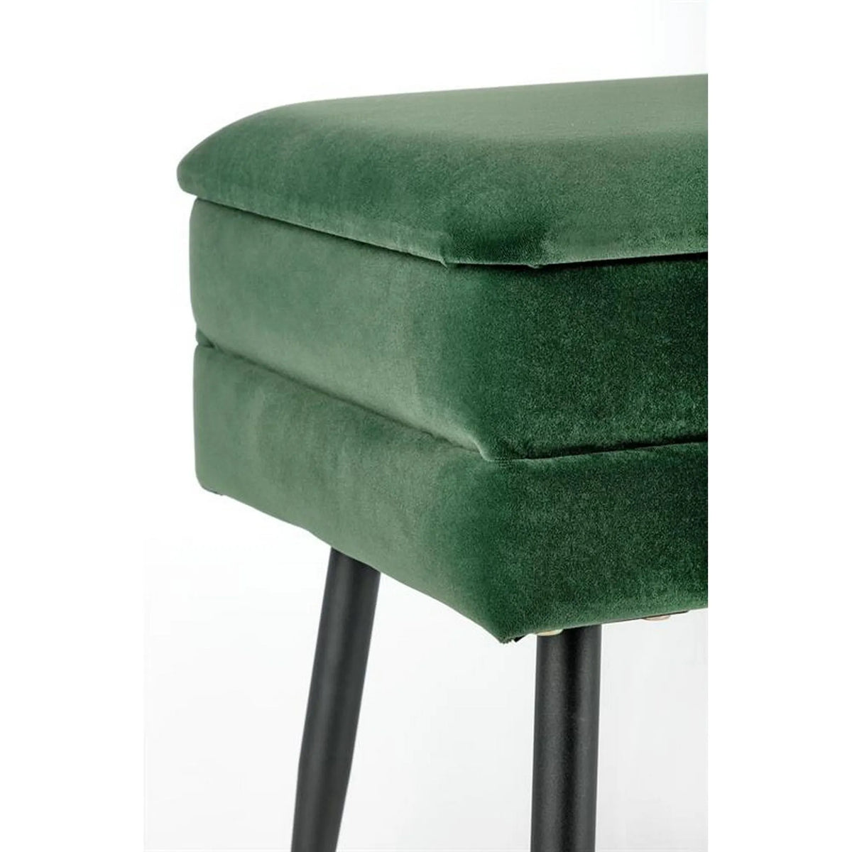 Bancheta hol tapitata VELVA, stofa catifelata verde inchis, 78x35x40 cm