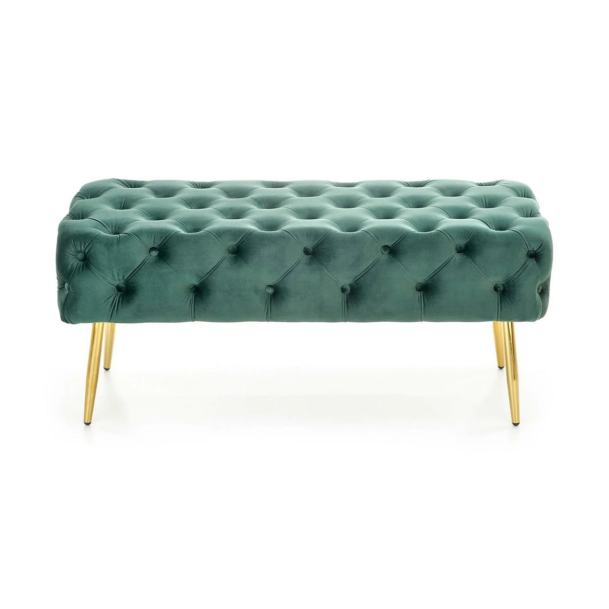 Bancheta verde ATHENA, stofa catifelata verde, 100x45x40 cm