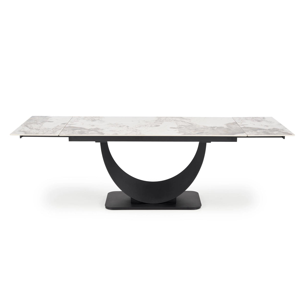 Masa living lux FERNANDO, alb/negru, ceramica/metal, 160/240x92x75 cm