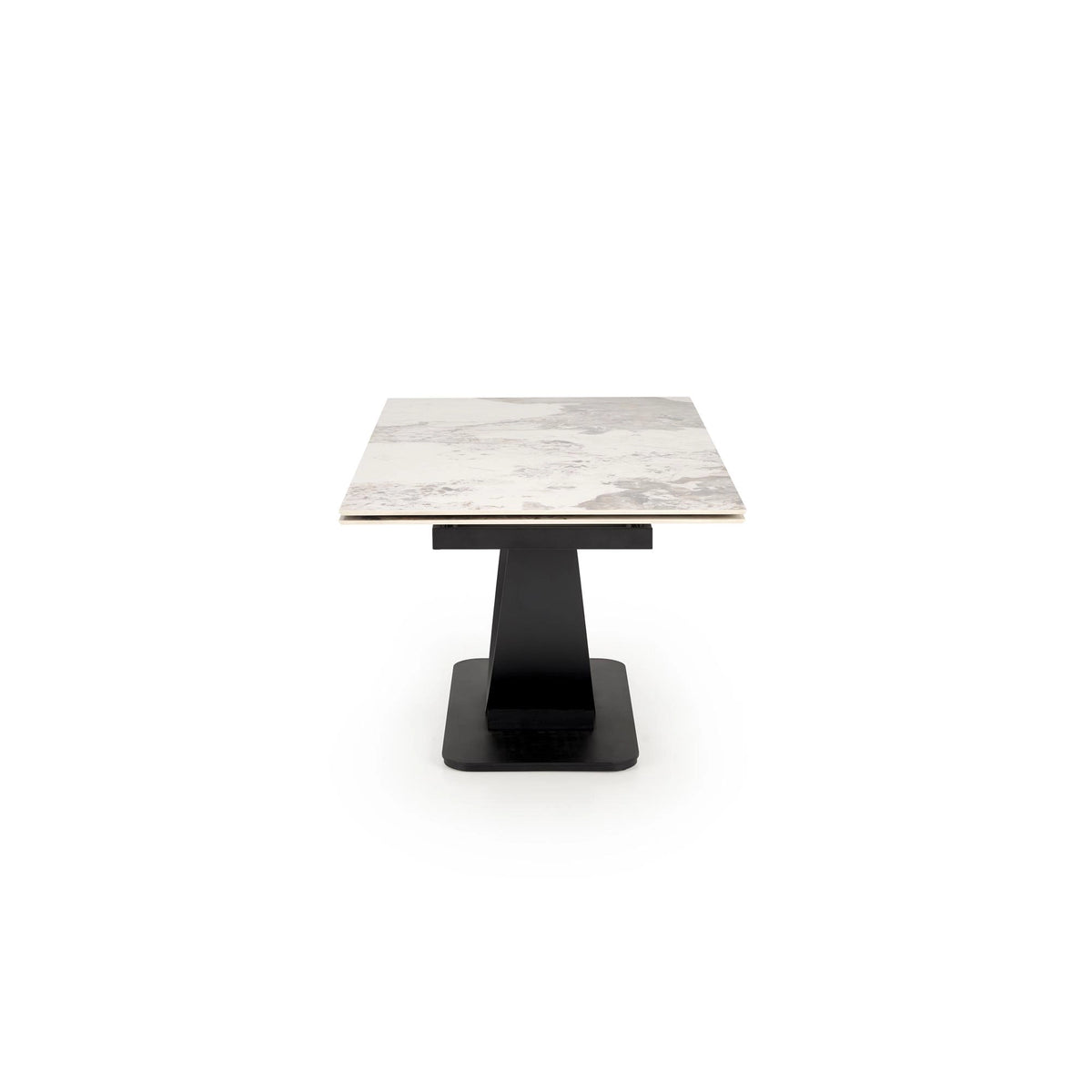 Masa living lux FERNANDO, alb/negru, ceramica/metal, 160/240x92x75 cm