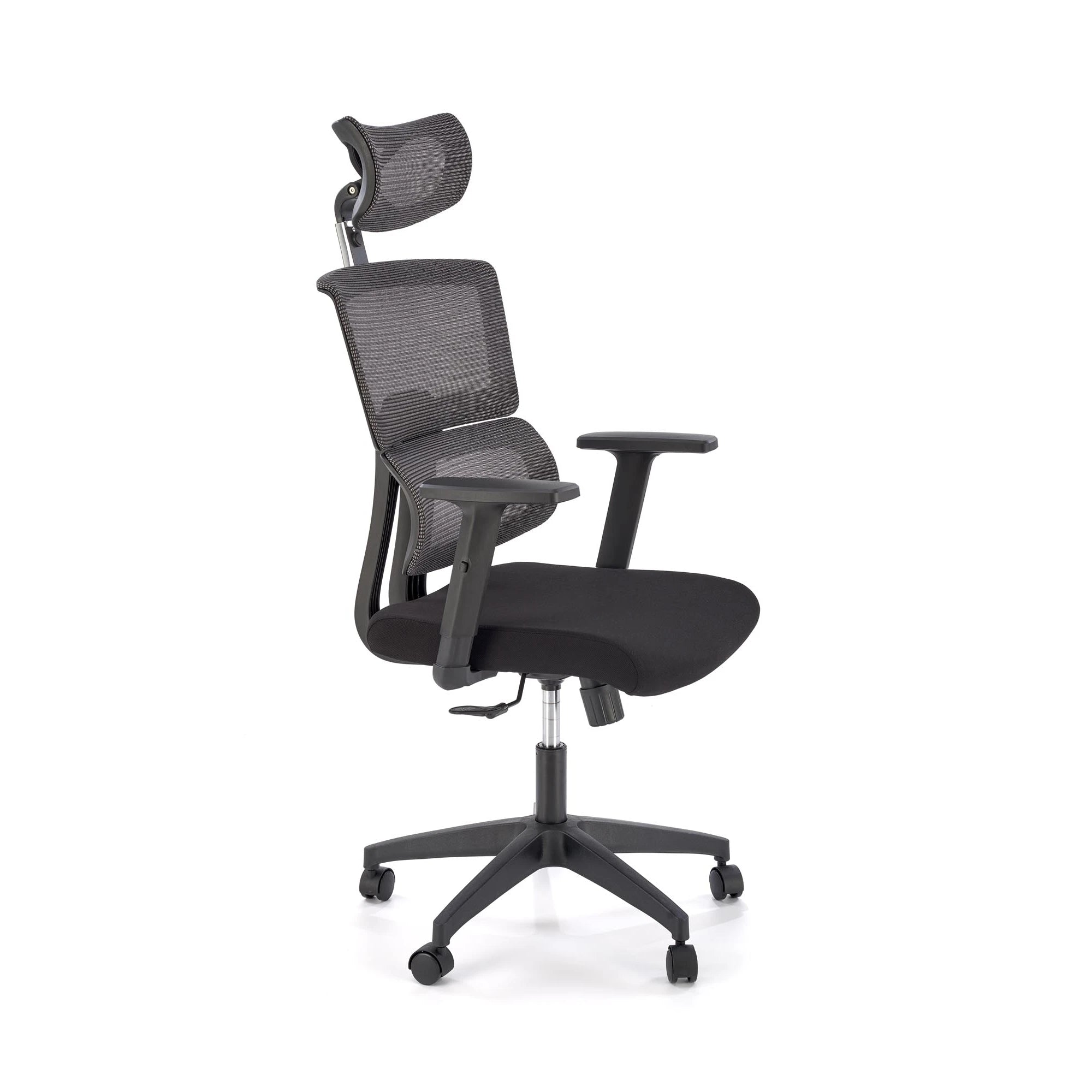 Scaun birou PABLO, negru/gri, stofa/plasa, 64x67x118/127 cm