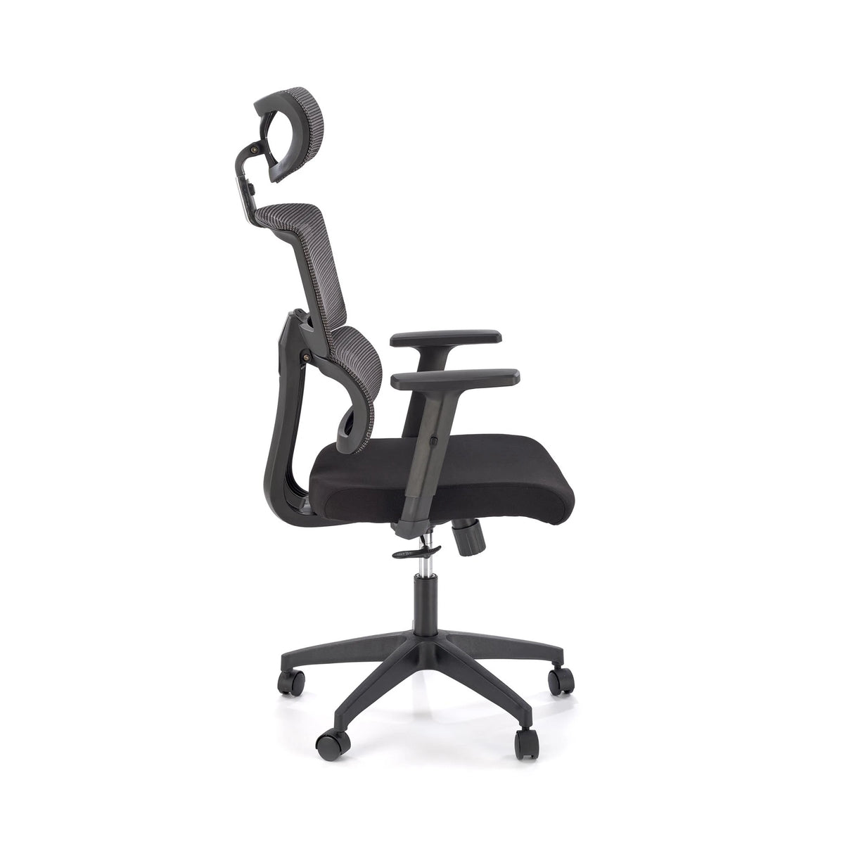 Scaun birou PABLO, negru/gri, stofa/plasa, 64x67x118/127 cm