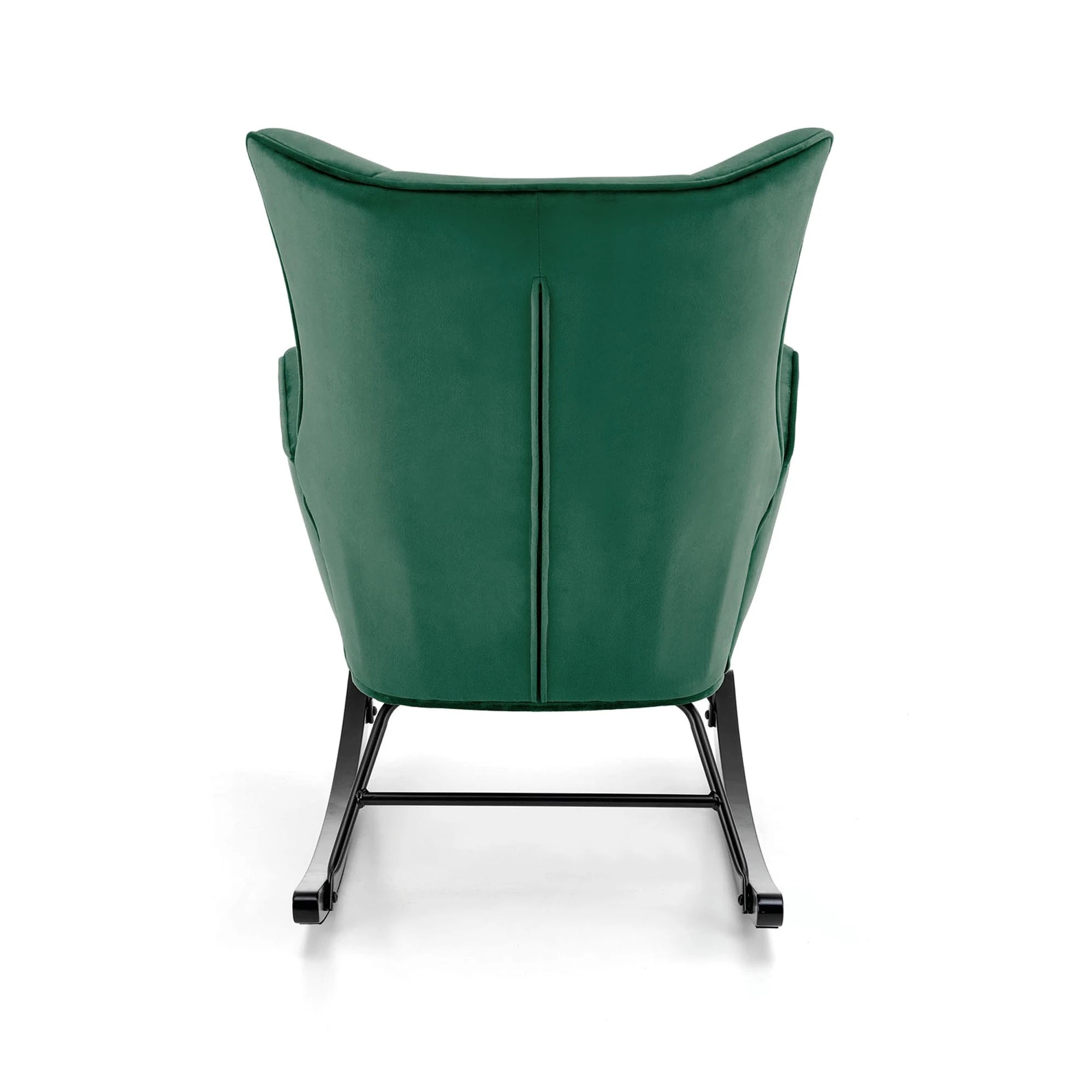 Scaun balansoar tapitat BAZALTO, verde/negru, stofa catifelata, 70x90x92 cm
