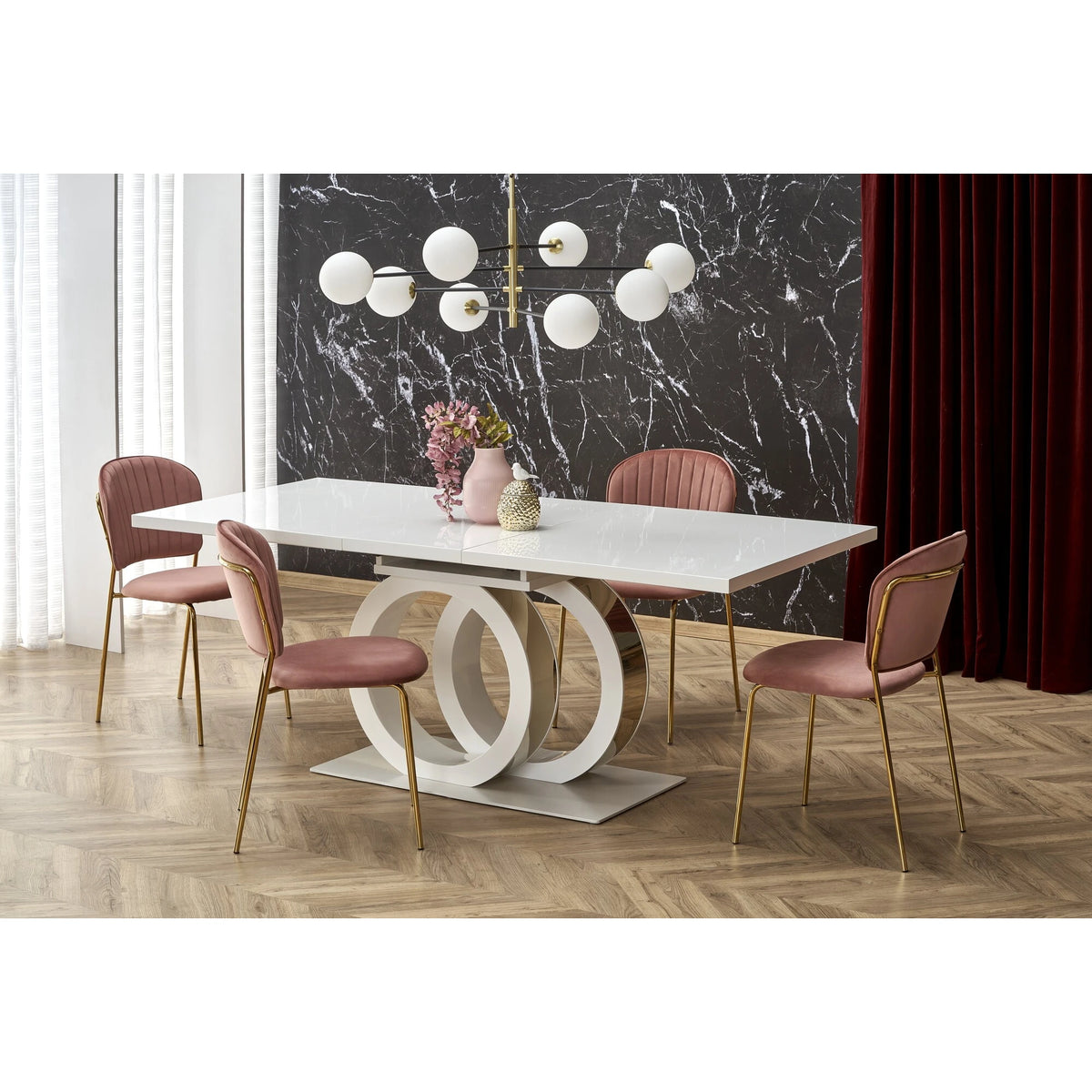Masa alba dining GALARDO, extensibila, 160/200x90x77 cm