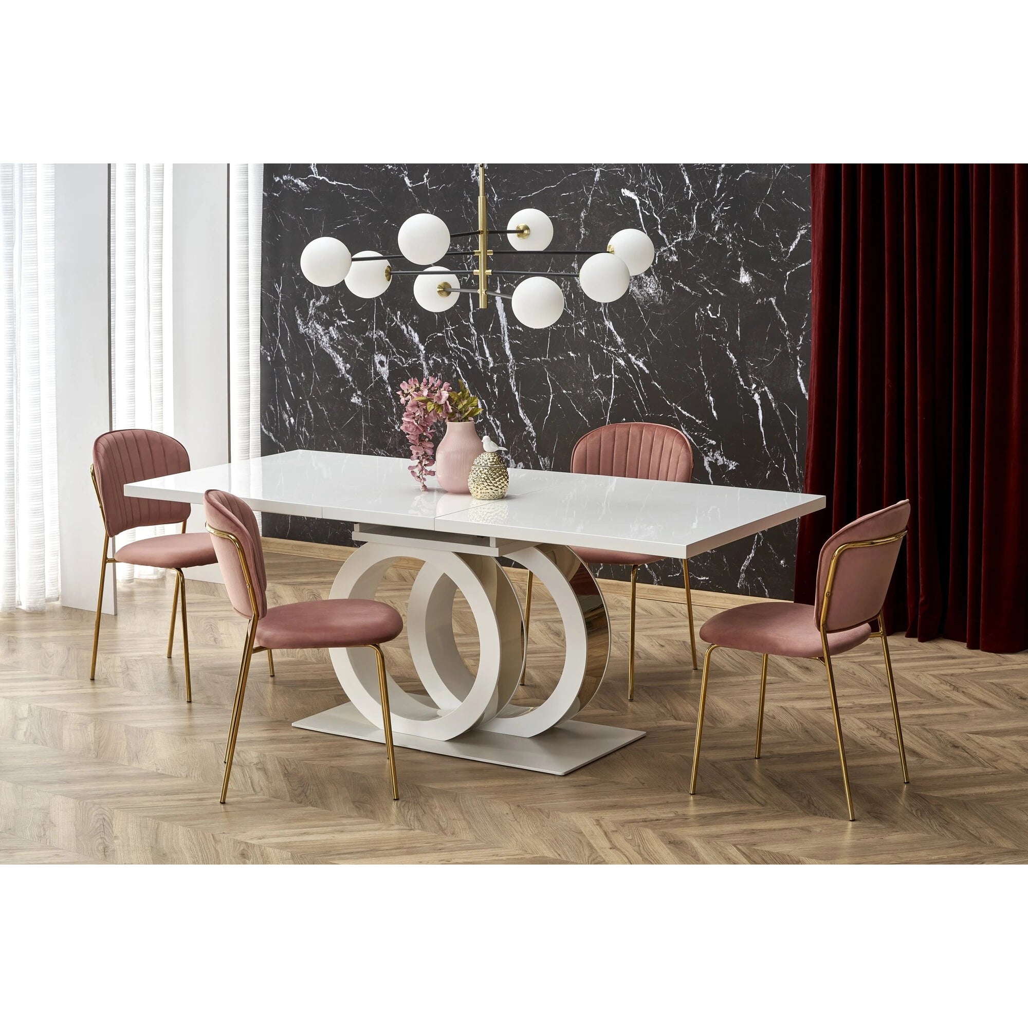 Masa alba dining GALARDO, extensibila, 160/200x90x77 cm
