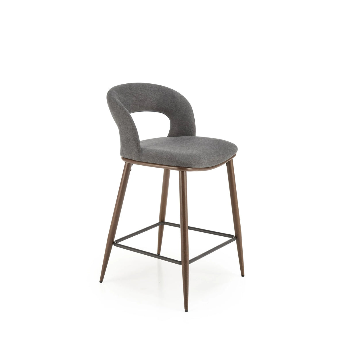 Scaun bucatarie insula H114, gri/nuc, stofa clasica/otel, 48x52x92 cm