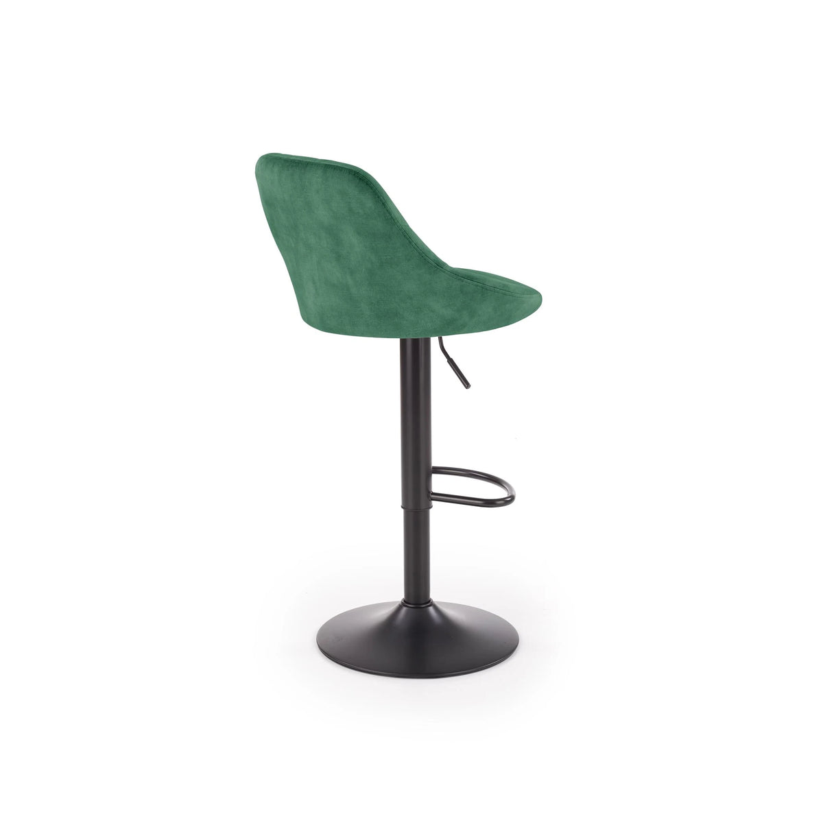 Scaun de bar rotativ H101, verde inchis/negru, stofa catifelata/metal, 47x45x84/106 cm