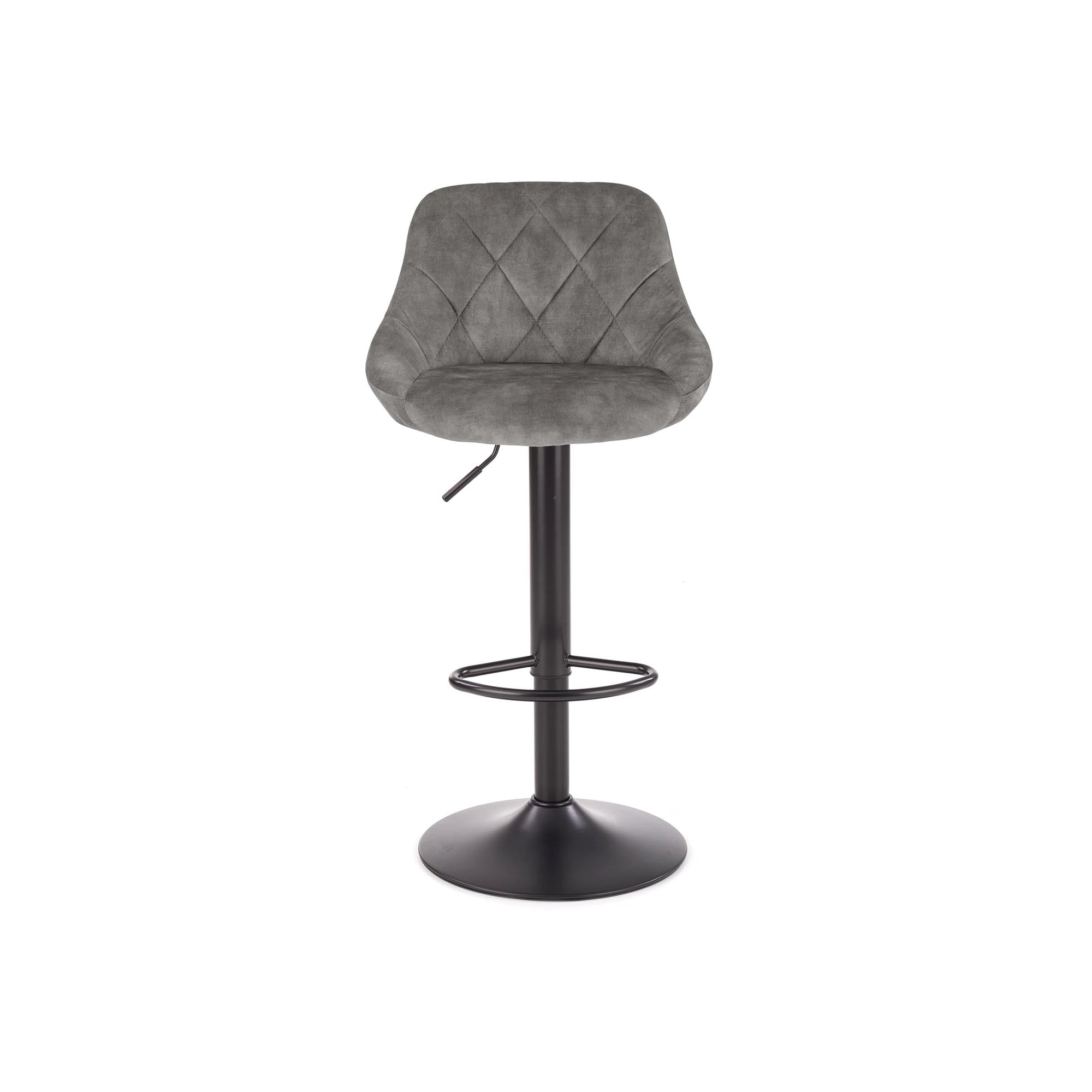 Scaun de bar rotativ H101, stofa catifelata gri - Bluvel 14, 47x45x106 cm