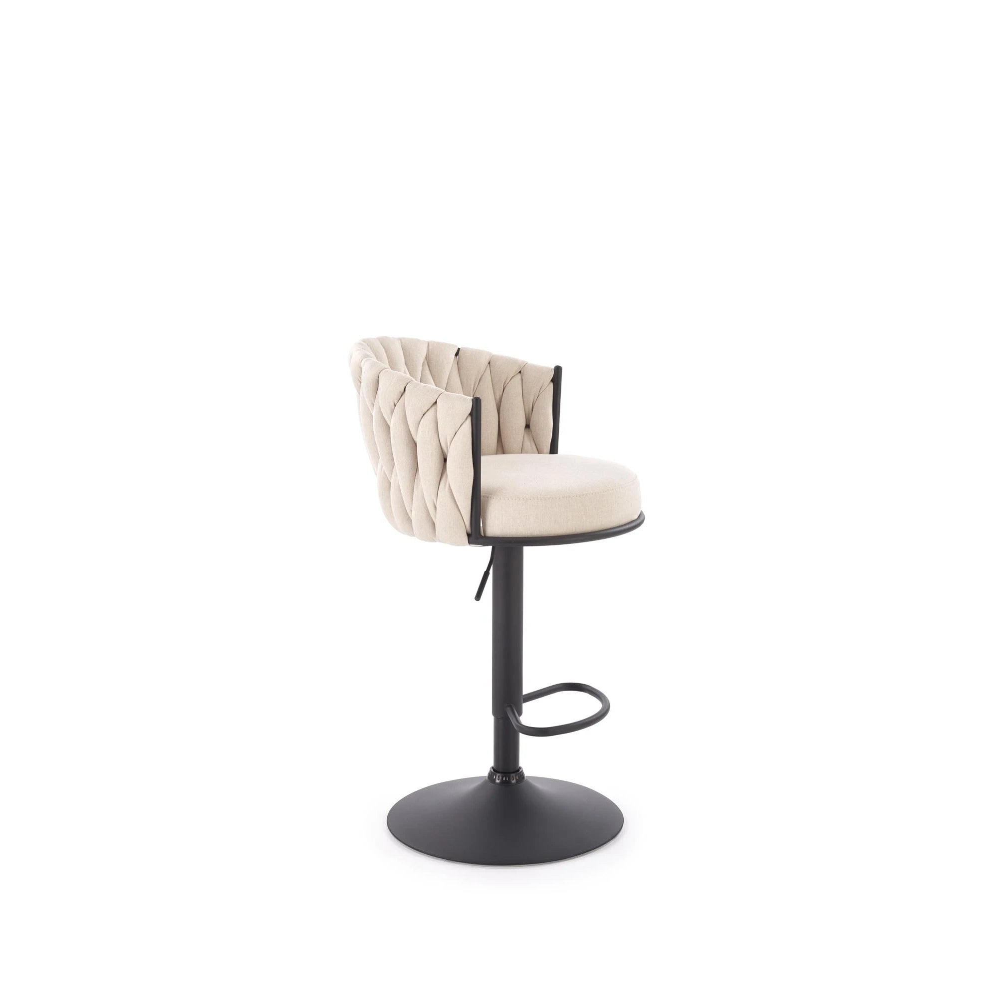 Scaun bar textil H125, bej - Nea 25, stofa clasica/otel, 53x54x90/105 cm