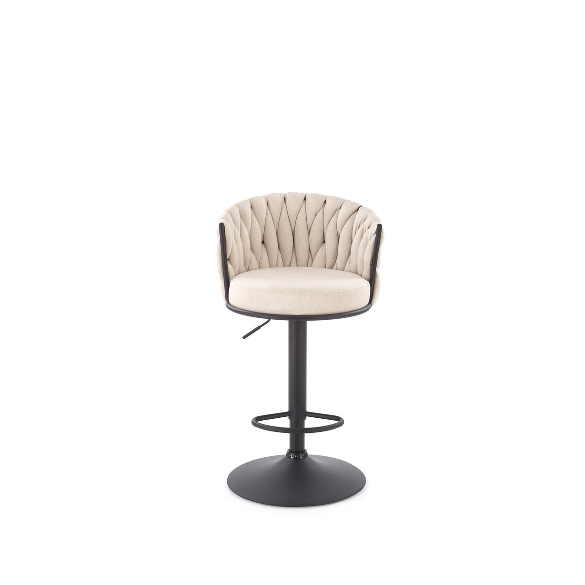 Scaun bar textil H125, bej - Nea 25, stofa clasica/otel, 53x54x90/105 cm