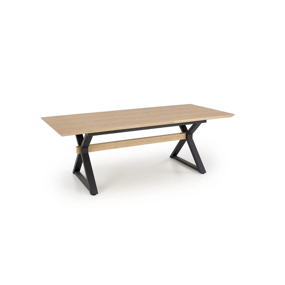 Masa extensibila HENRY, stejar/negru, furnir/metal, 180/300x100x75 cm