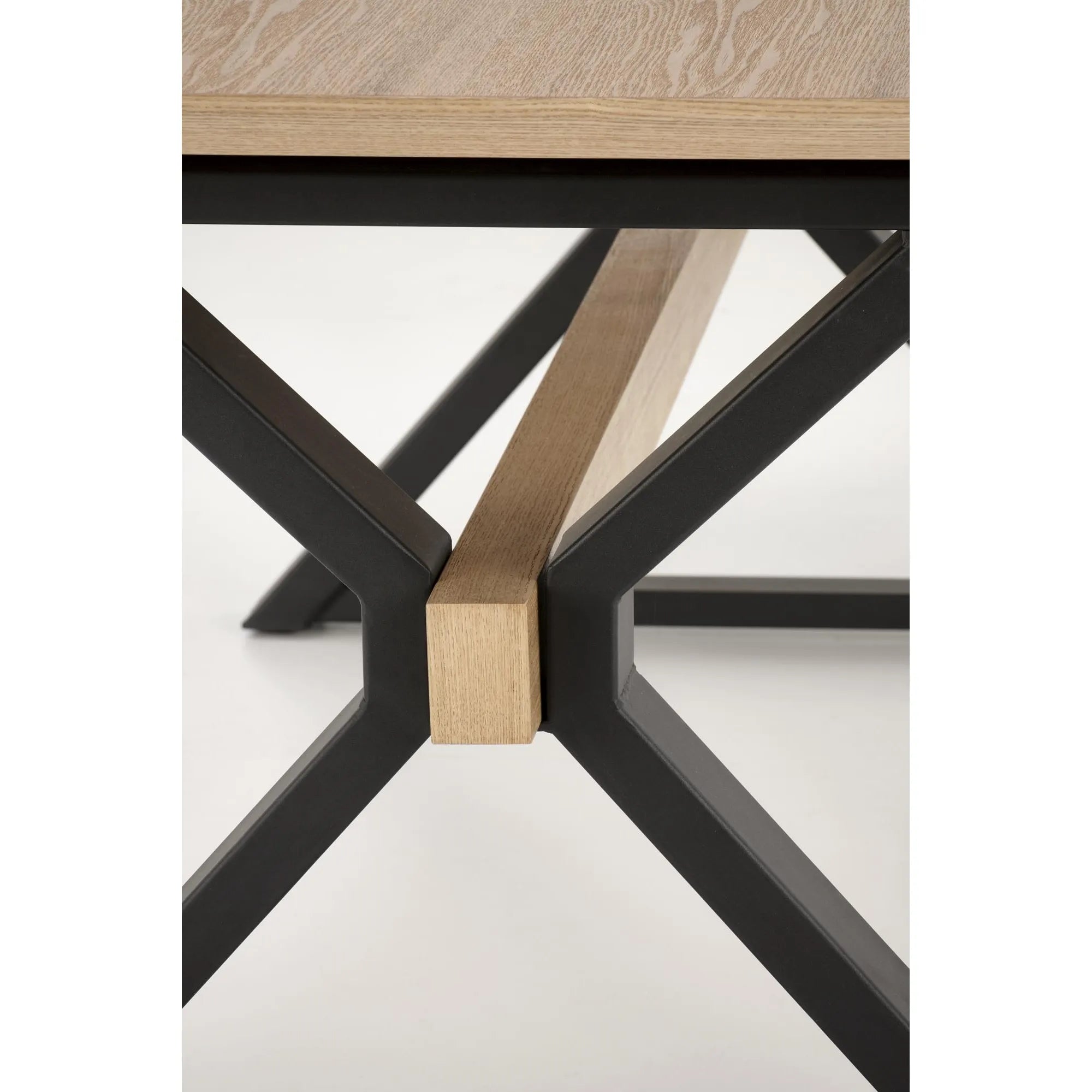 Masa extensibila HENRY, stejar/negru, furnir/metal, 180/300x100x75 cm