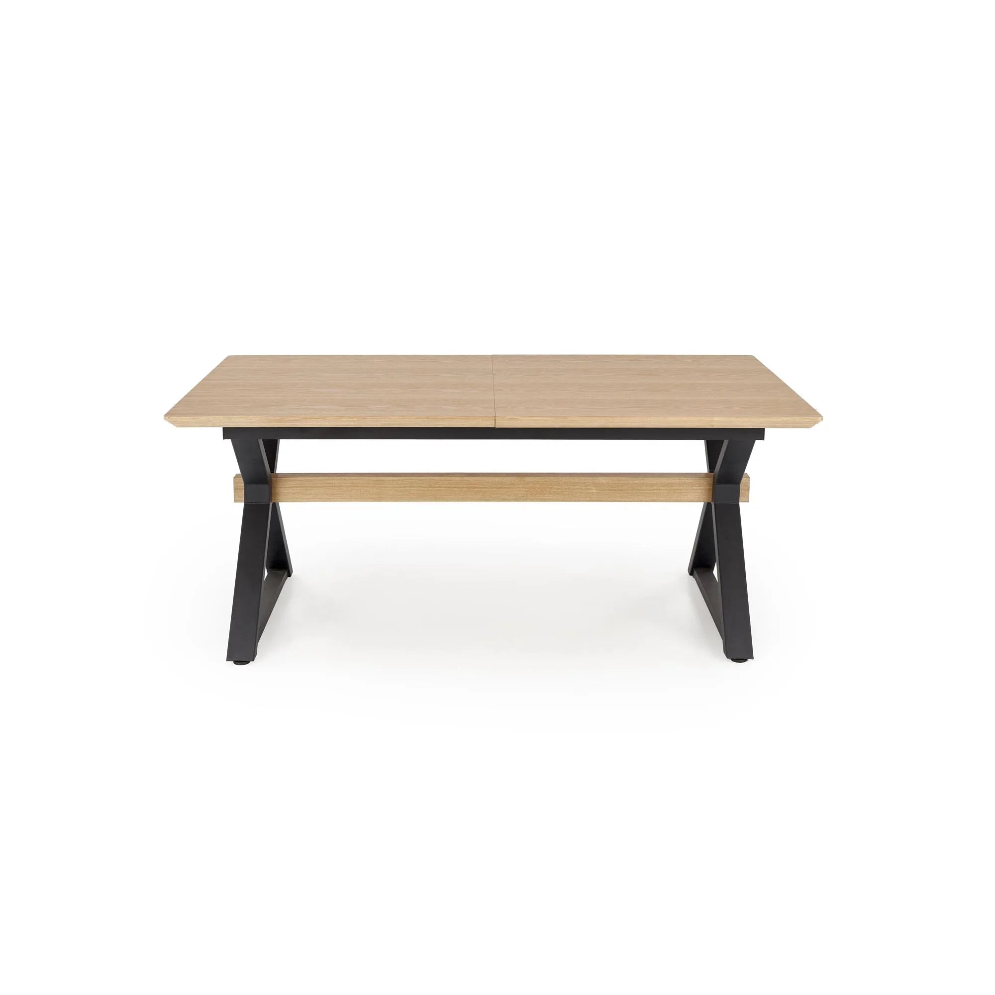 Masa extensibila HENRY, stejar/negru, furnir/metal, 180/300x100x75 cm
