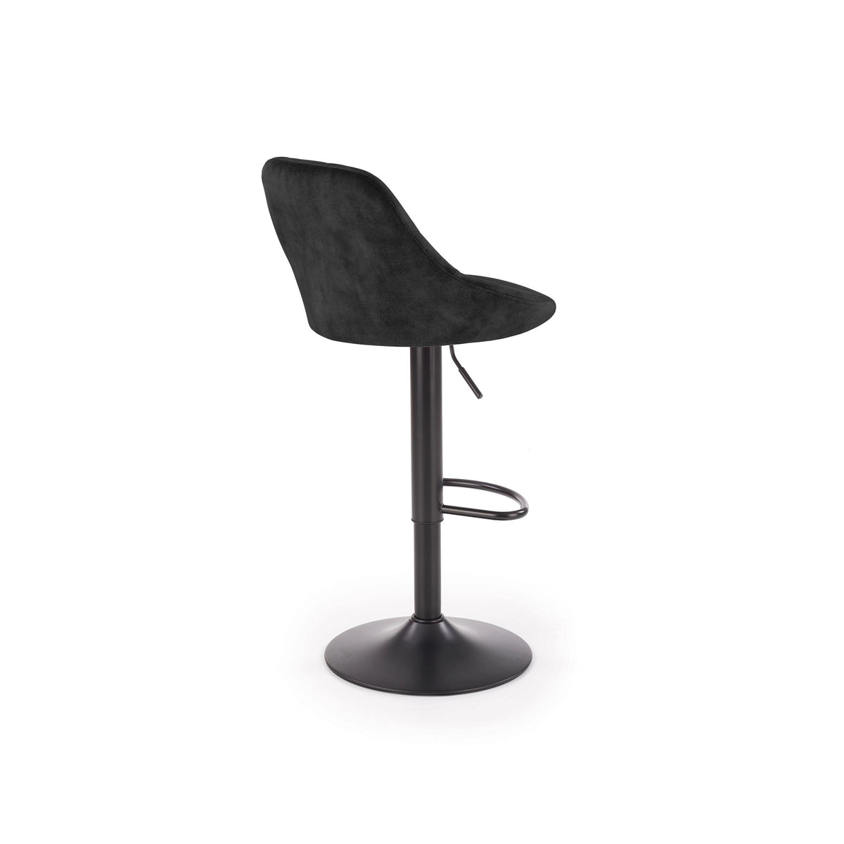 Scaun de bar rotativ H101, negru, stofa catifelata/otel, 47x45x84/106 cm