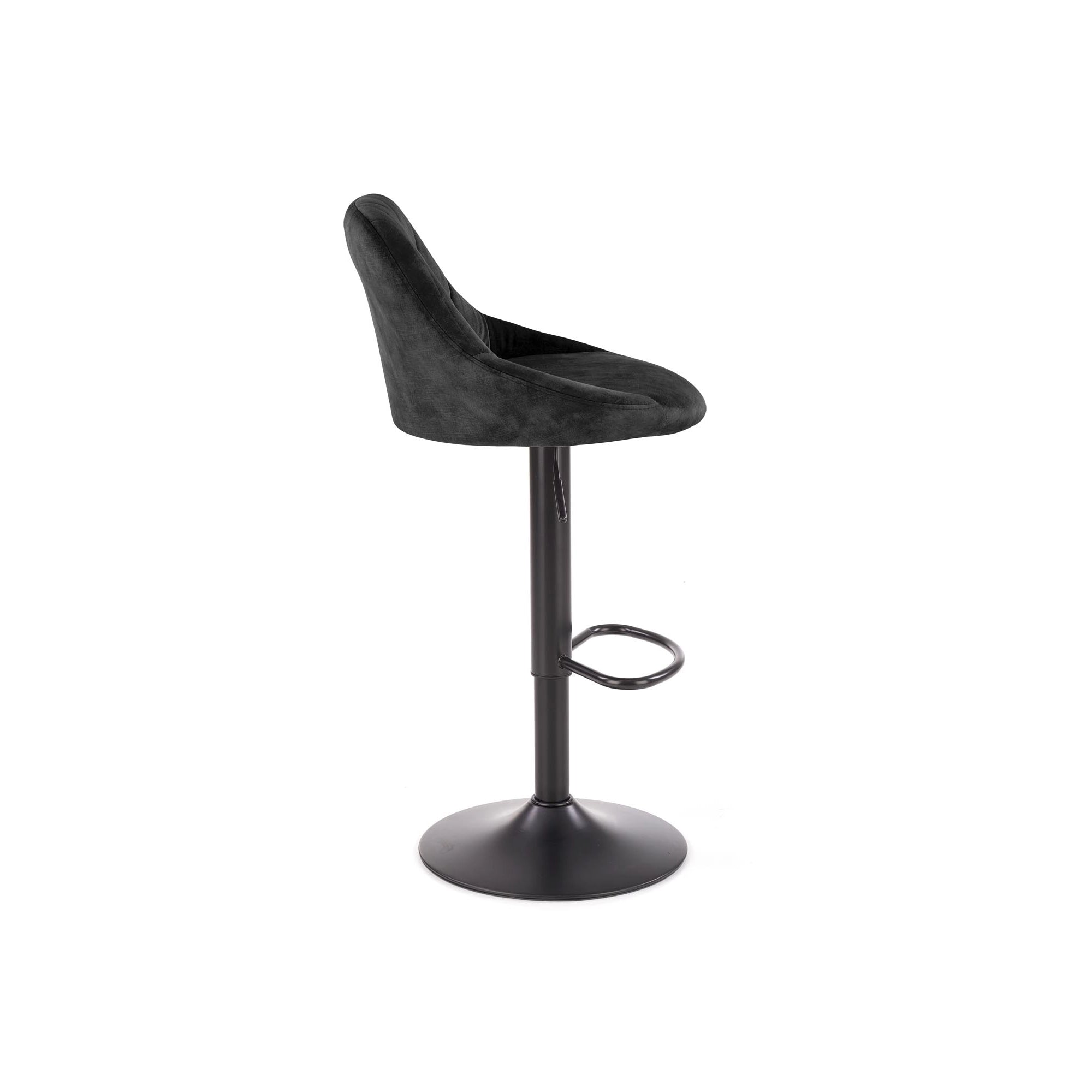 Scaun de bar rotativ H101, negru, stofa catifelata/otel, 47x45x84/106 cm