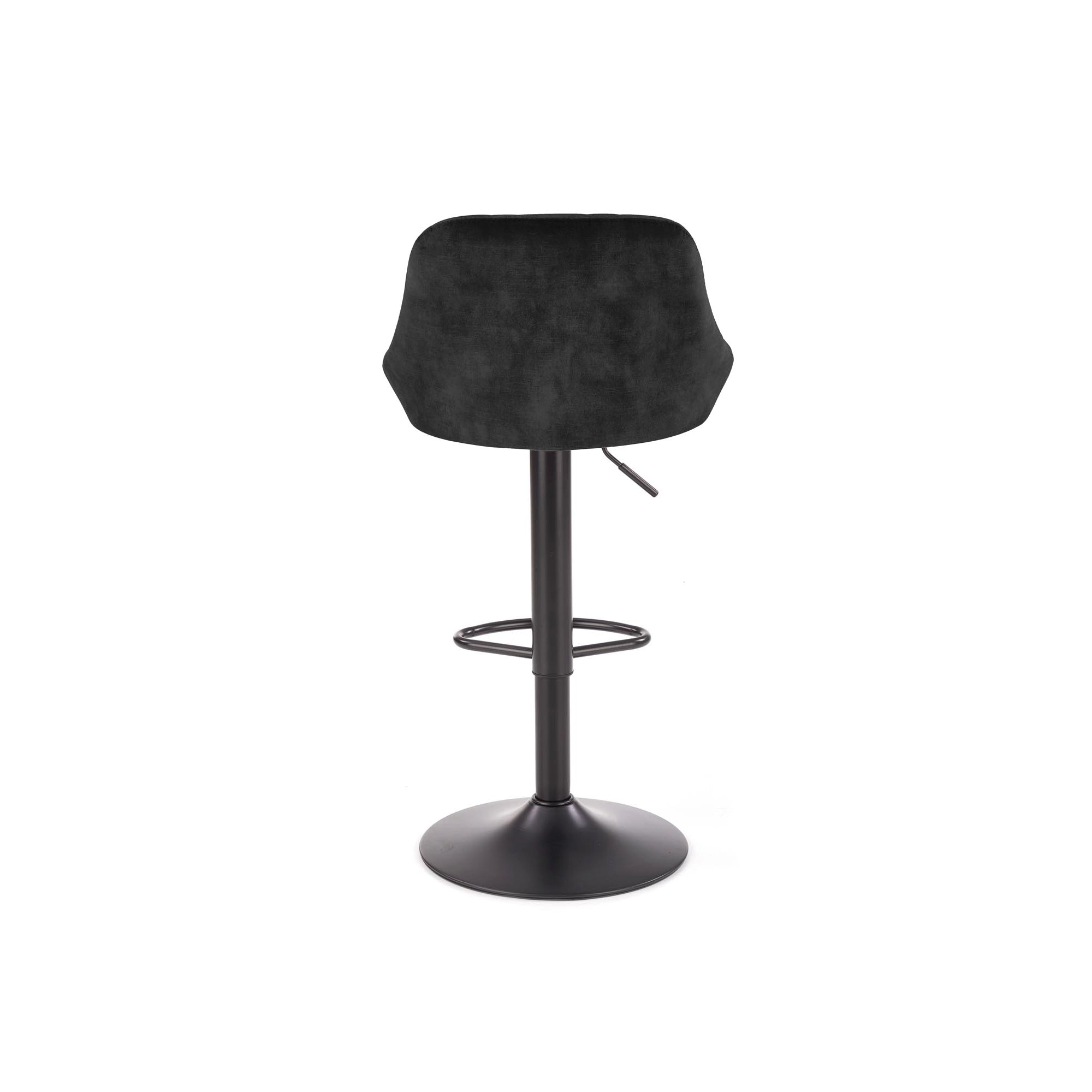 Scaun de bar rotativ H101, negru, stofa catifelata/otel, 47x45x84/106 cm