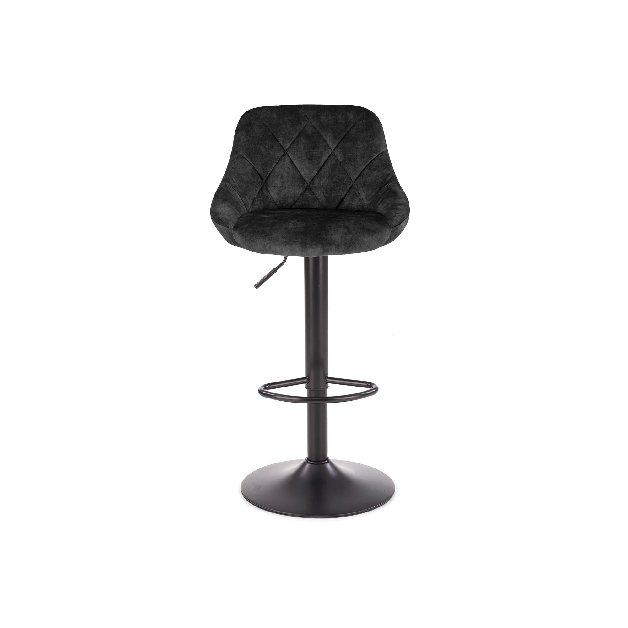 Scaun de bar rotativ H101, negru, stofa catifelata/otel, 47x45x84/106 cm