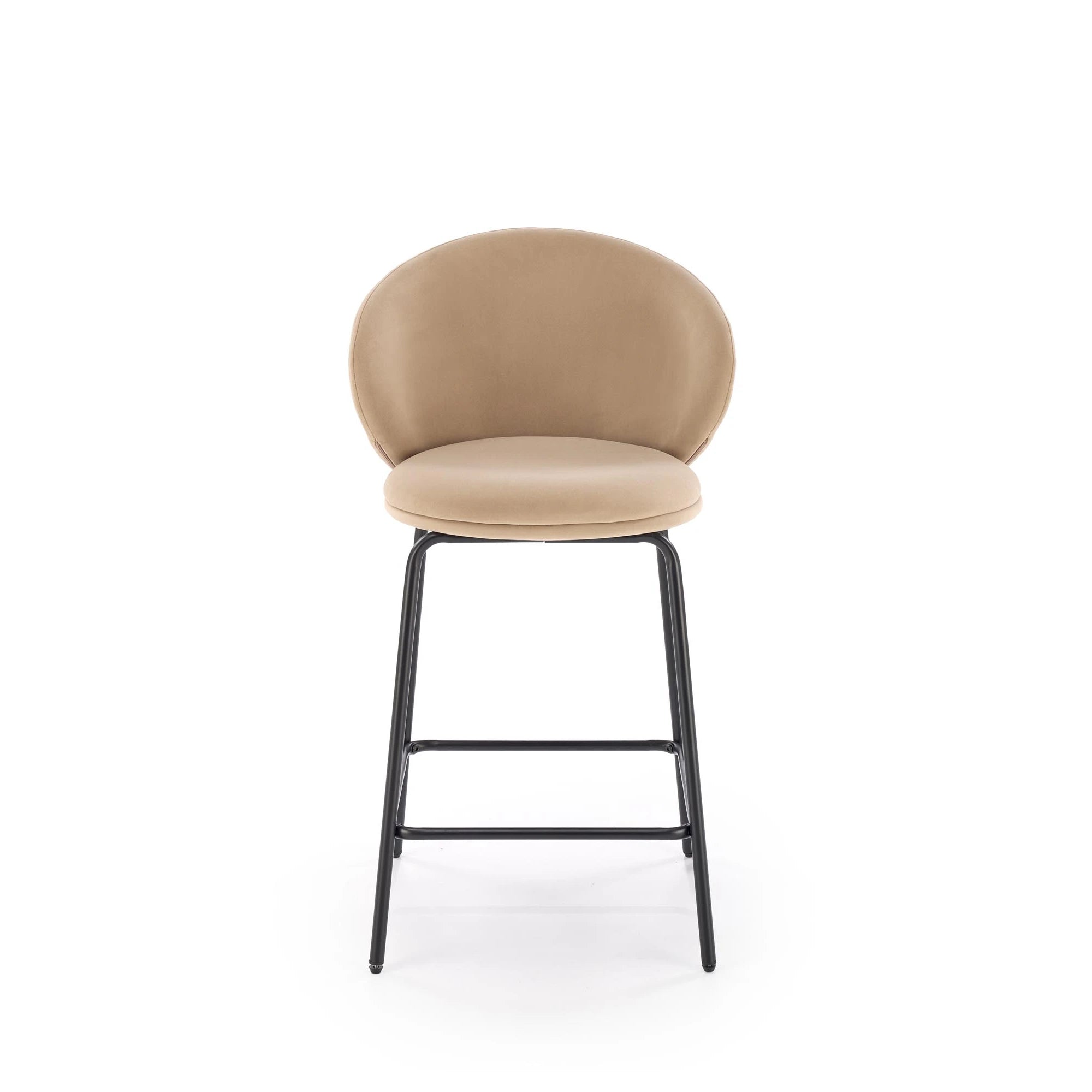 Scaun bar cu spatar inalt H121, bej - Mavel 38/negru, stofa catifelata/metal, 51x50x92 cm