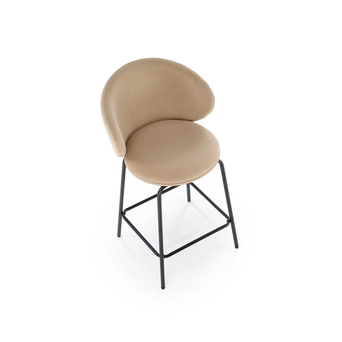 Scaun bar cu spatar inalt H121, bej - Mavel 38/negru, stofa catifelata/metal, 51x50x92 cm