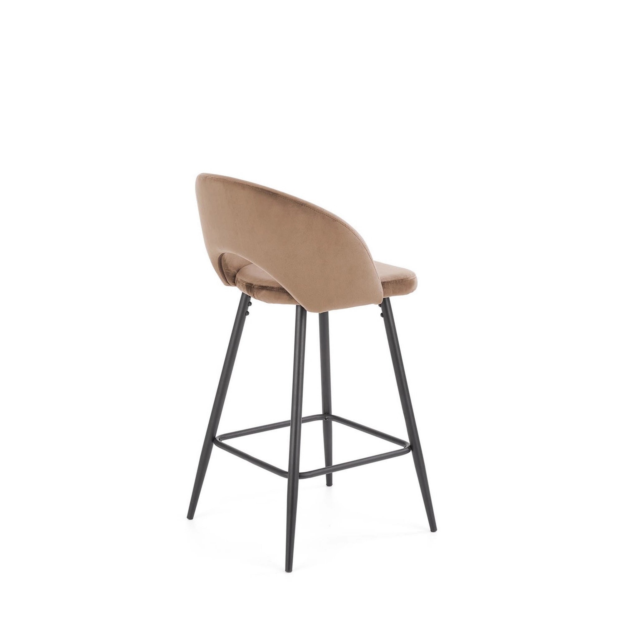 Scaun de bar bej H96, stofa catifelata/otel, 48x49x89 cm