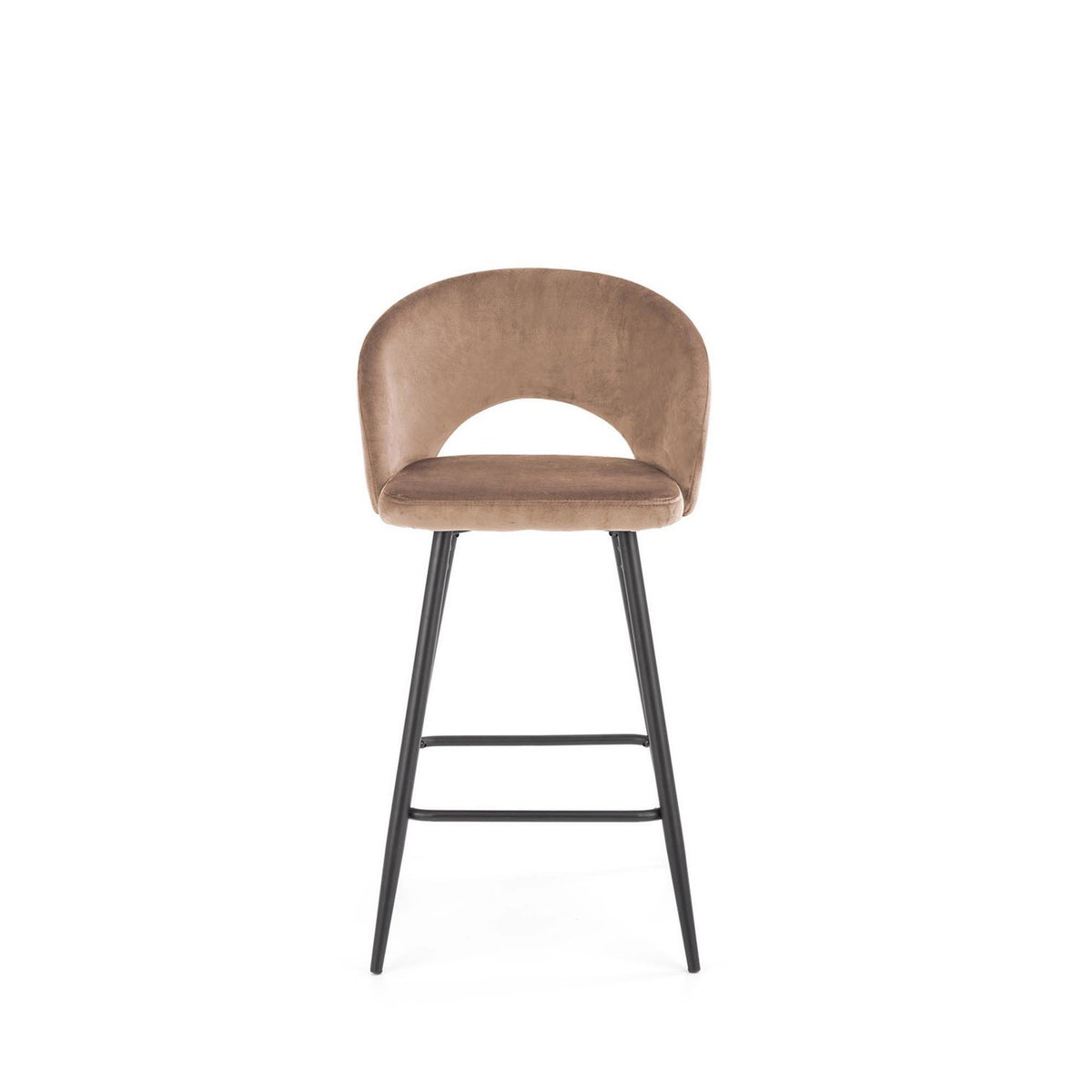 Scaun de bar bej H96, stofa catifelata/otel, 48x49x89 cm