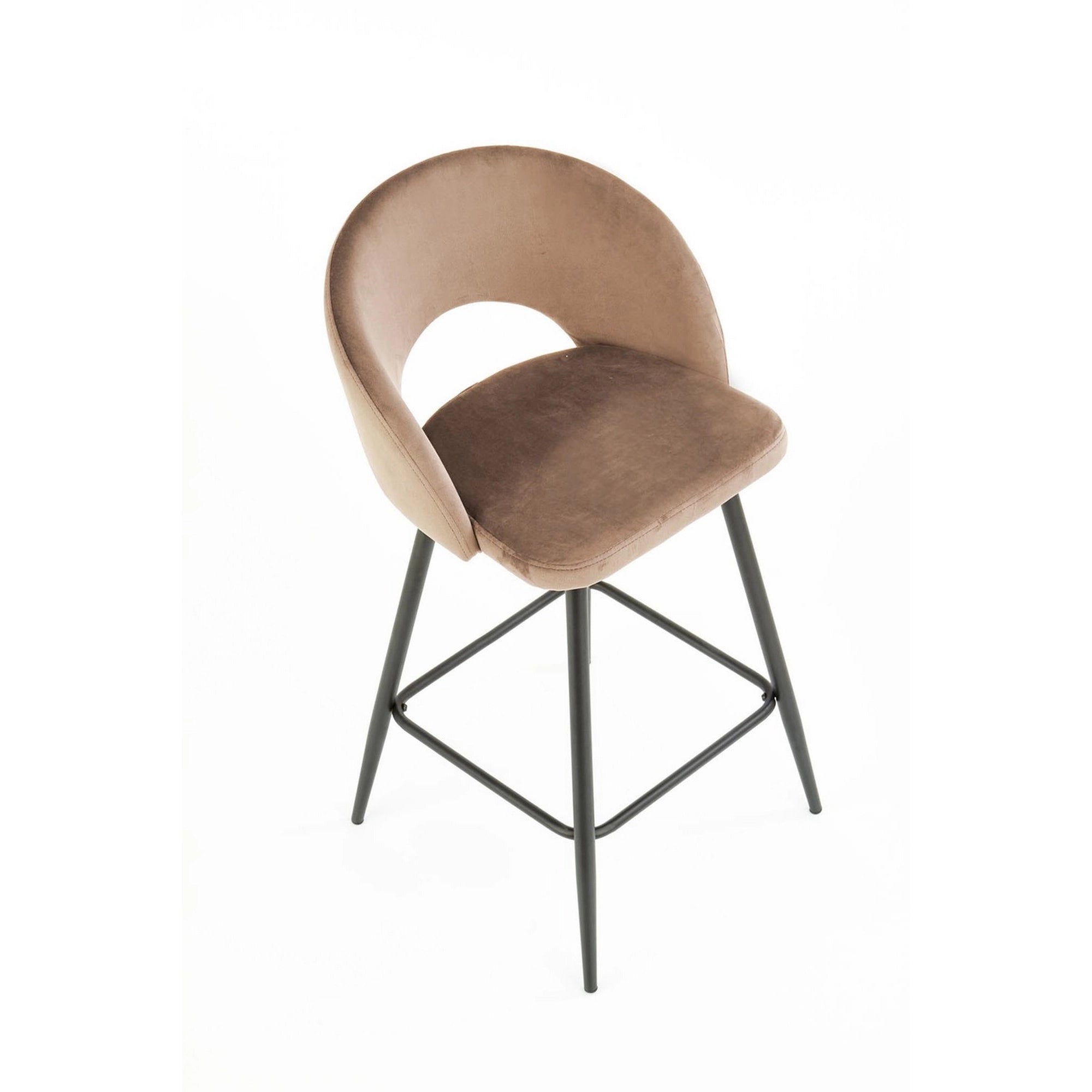 Scaun de bar bej H96, stofa catifelata/otel, 48x49x89 cm