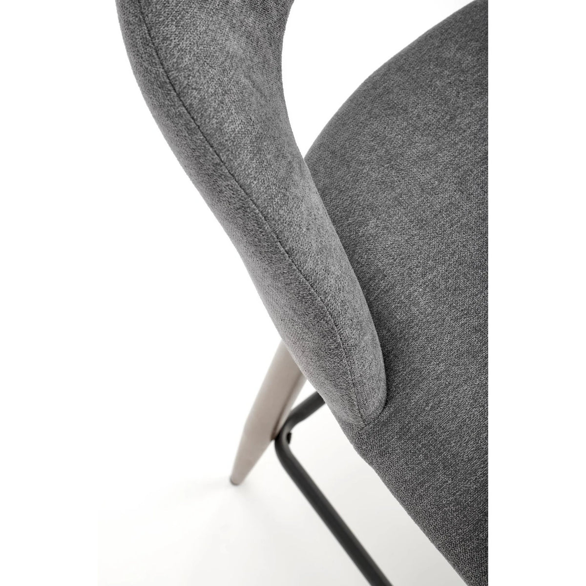 Scaun bucatarie insula H114, gri/nuc, stofa clasica/otel, 48x52x92 cm